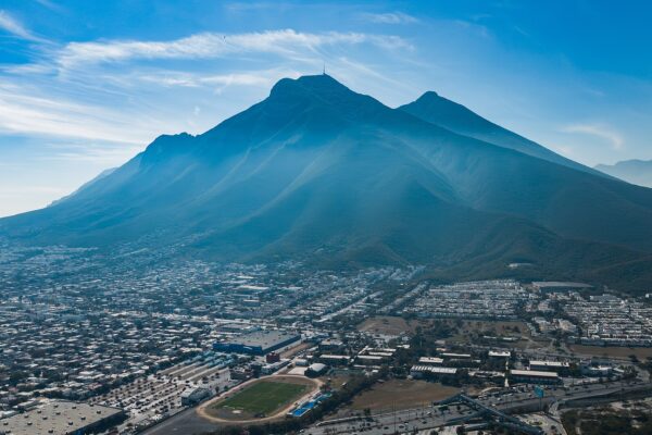 Cerro de la Silla mountain above the Monterrey metropolitan area in Nuevo León