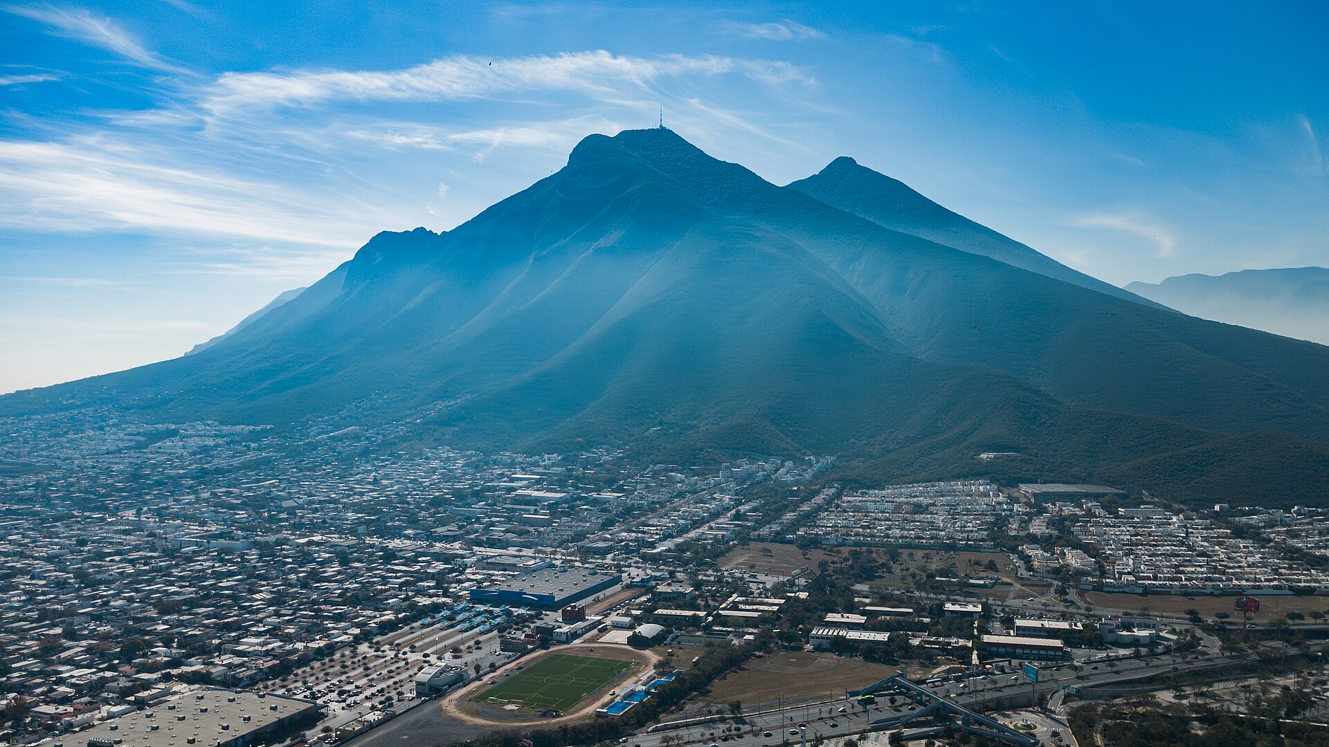 Cerro de la Silla mountain above the Monterrey metropolitan area in Nuevo León