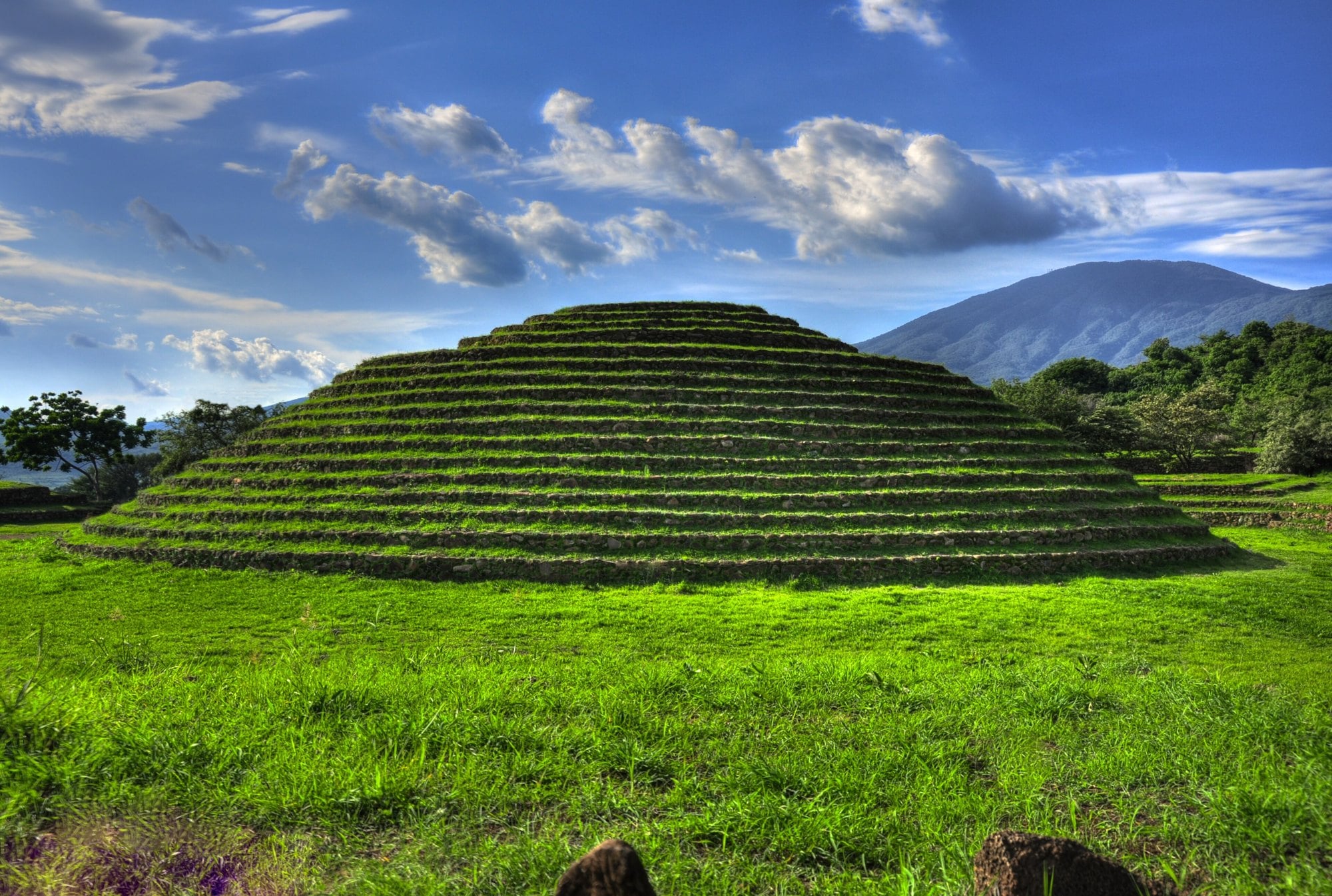 Circular stepped pyramid at the Guachimontones archaeological site in Teuchitlán, Jalisco, Mexico