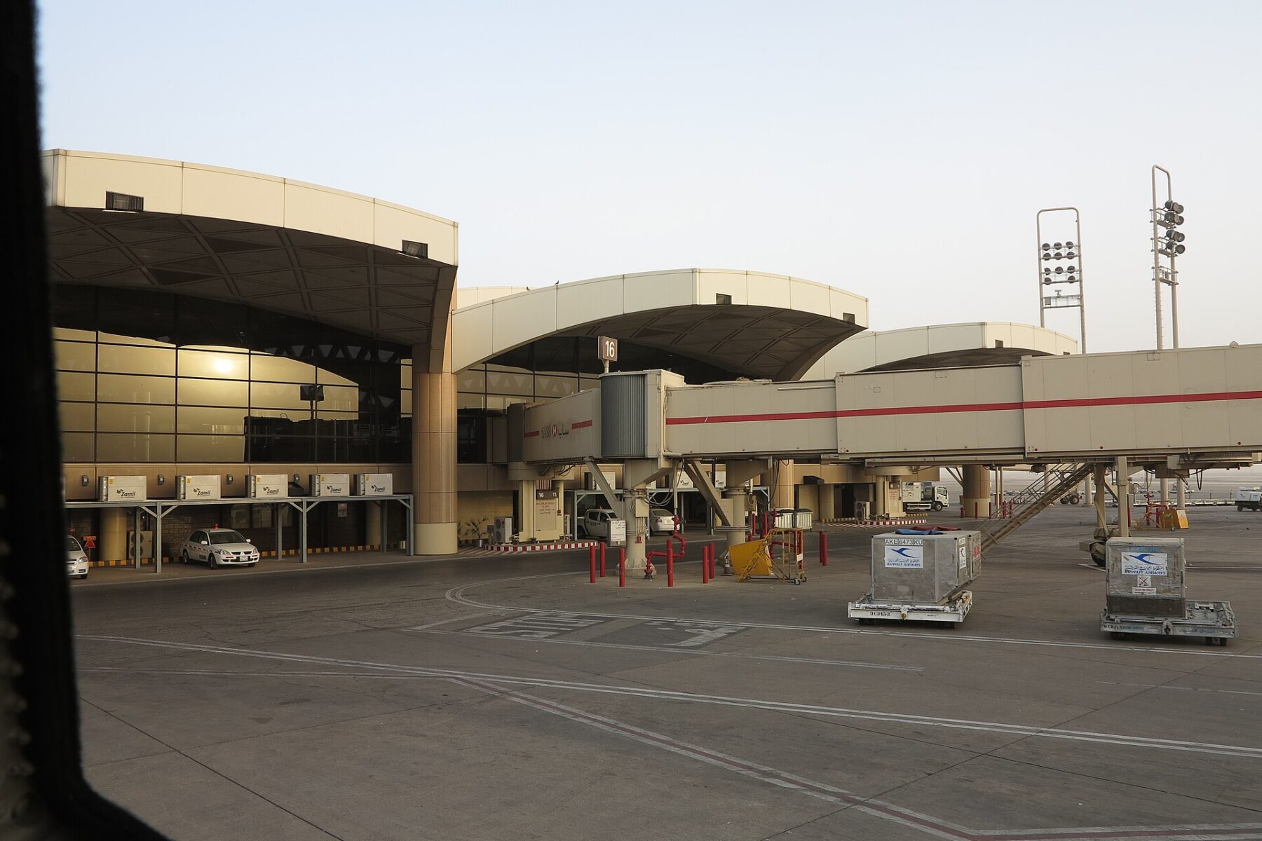 Terminal 1 and jet bridges at King Khalid International Airport in Riyadh, Saudi Arabia