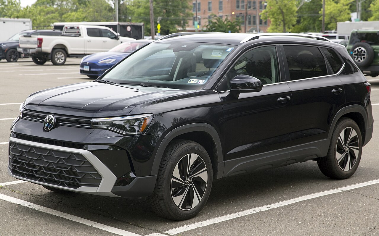 Volkswagen Puebla: a black 2025 Volkswagen Taos compact SUV, a model built at the Volkswagen de México plant in Puebla, Mexico