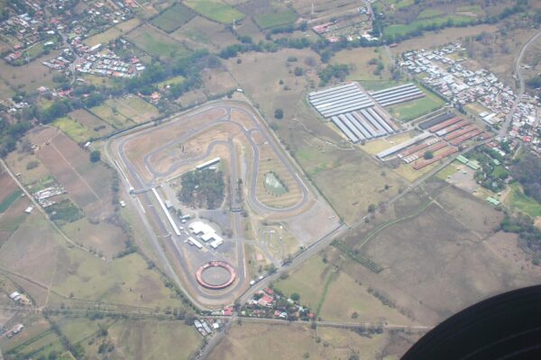 Aerial view of the La Guácima racing circuit in Alajuela, Costa Rica, on the site where Parque Viva concert complex now stands