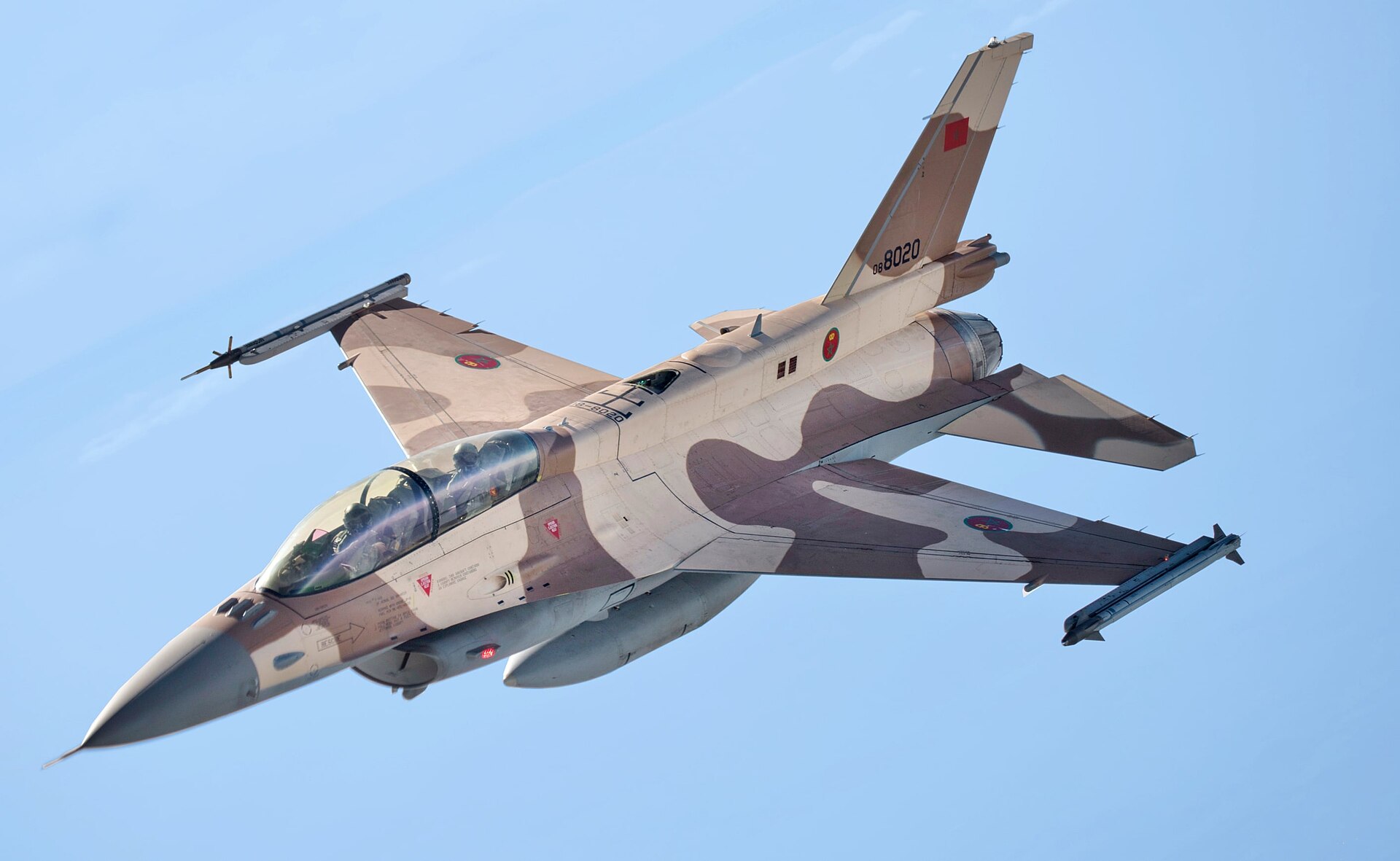 A Royal Moroccan Air Force F-16 in flight over Morocco