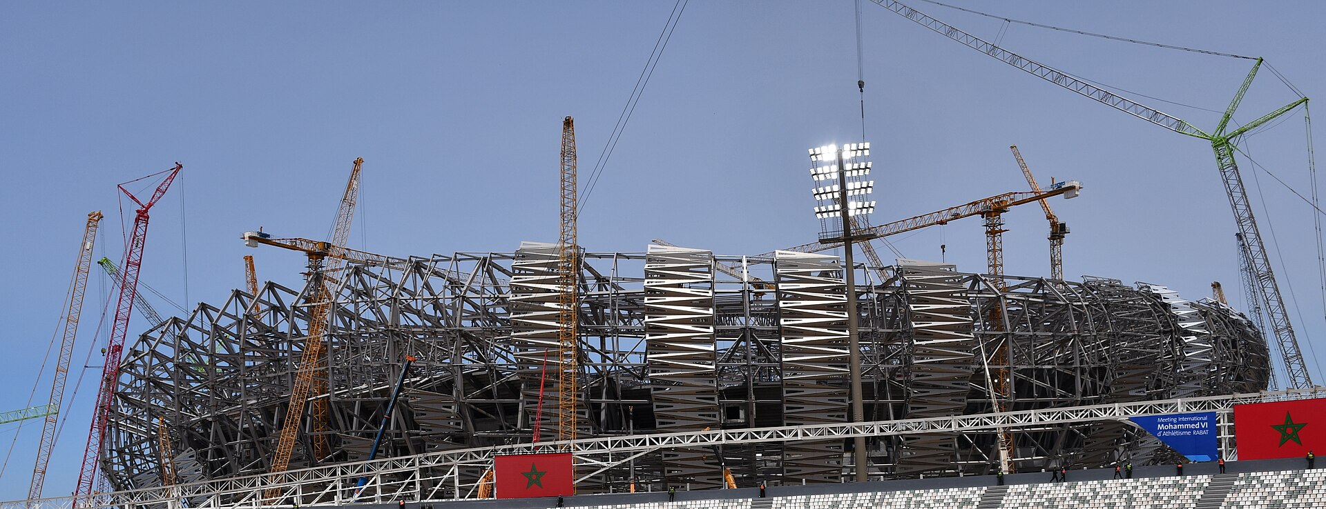 Prince Moulay Abdellah Stadium in Rabat under construction, home of the Morocco national football team's AFCON 2025 final