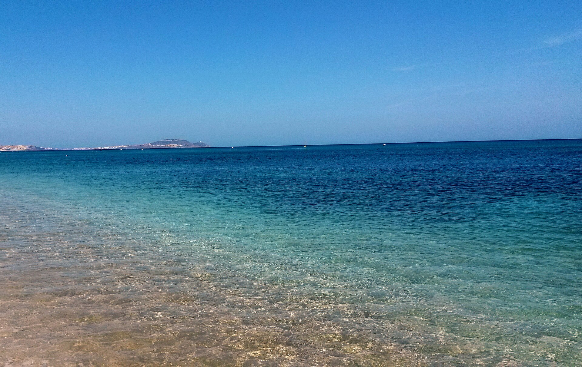The beach at Fnideq on the Mediterranean coast of northern Morocco