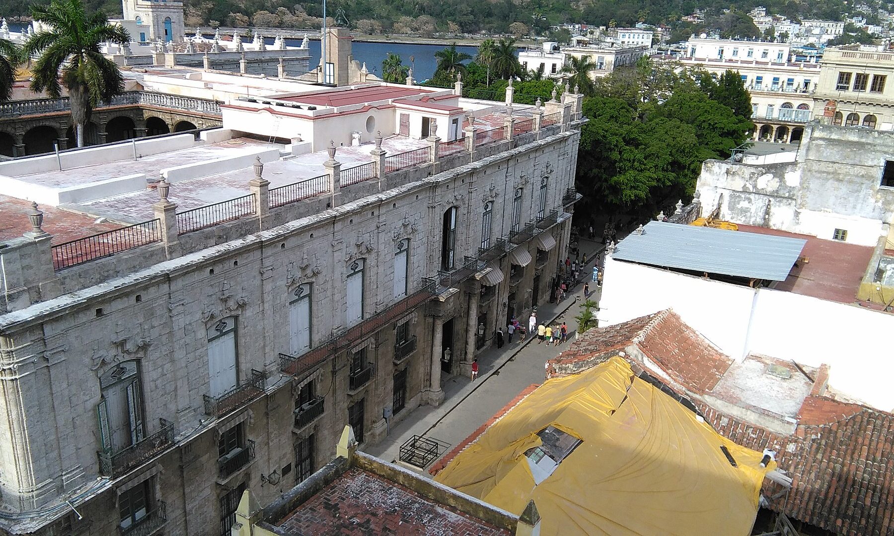 Old Havana rooftops and street looking toward the harbour, Cuba