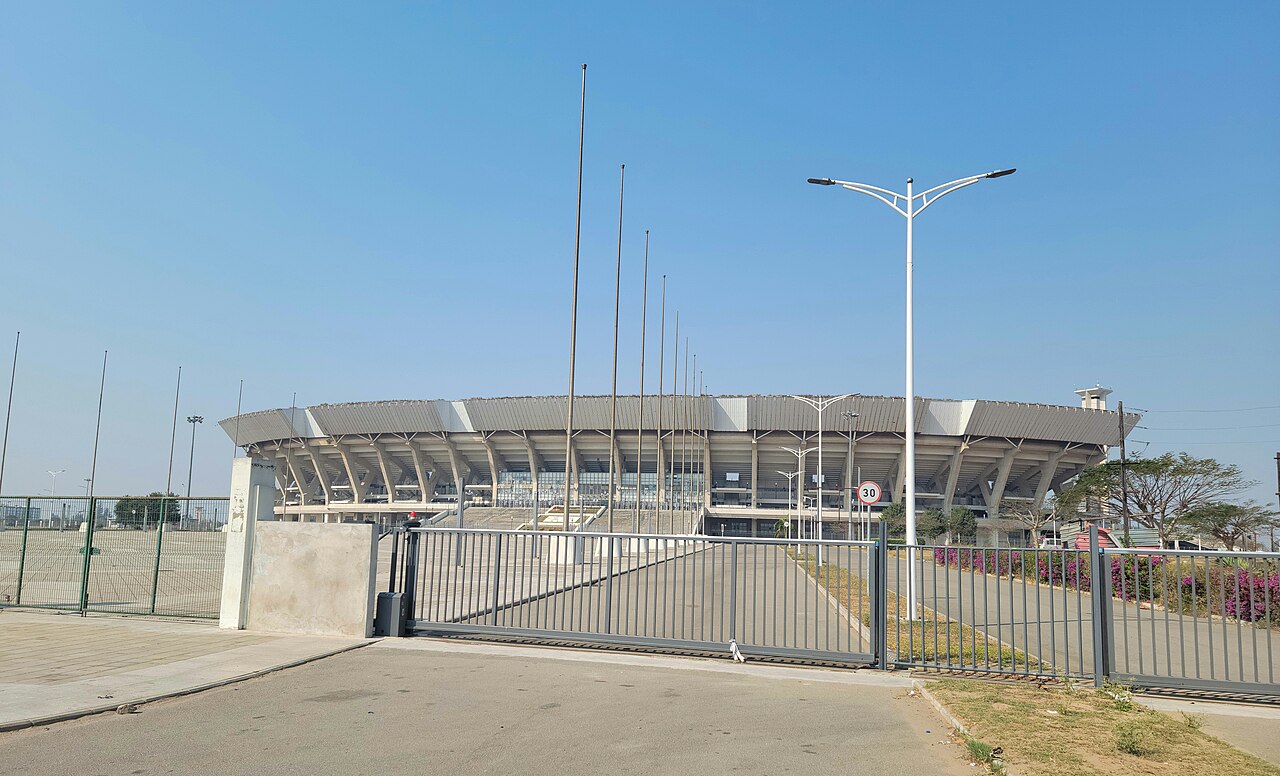 The Zimpeto National Stadium in Maputo seen from outside its gates