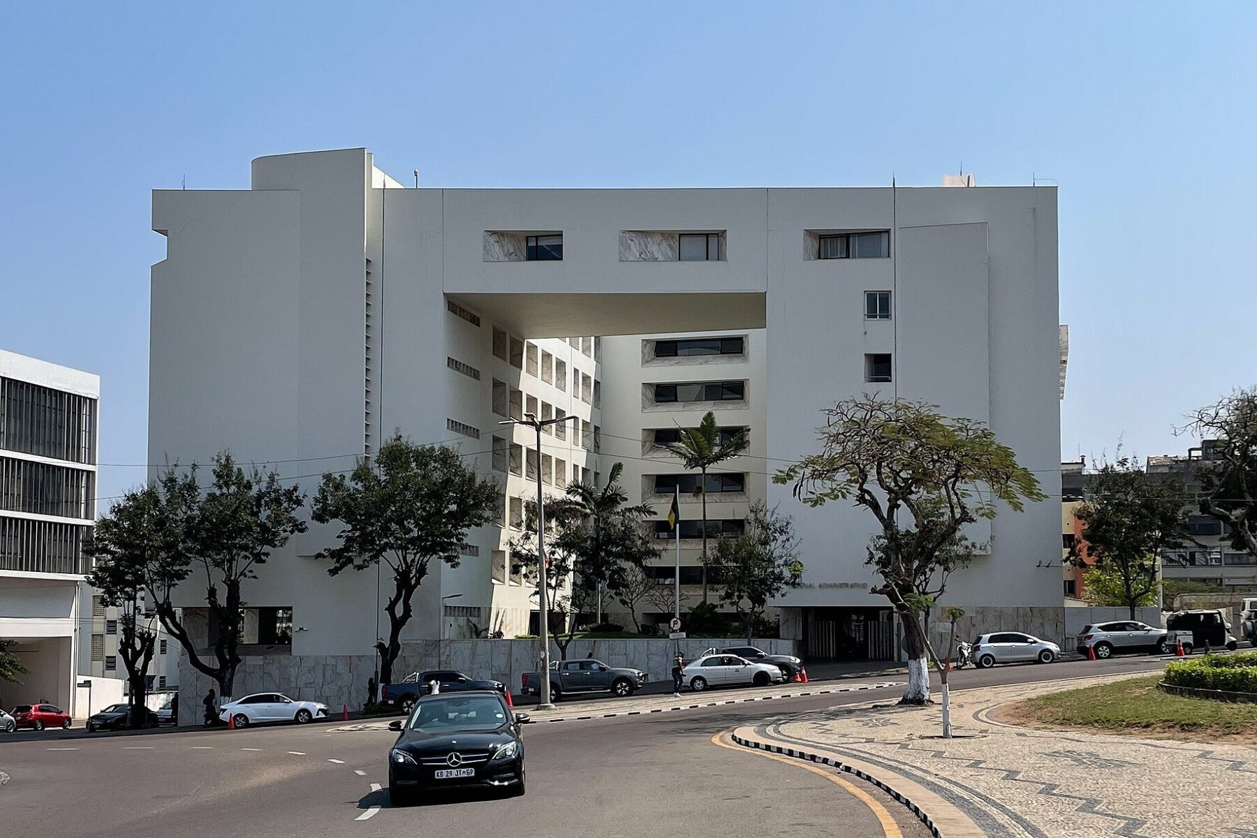 The Administrative Court building in Maputo, Mozambique, seen from the street on a sunny day