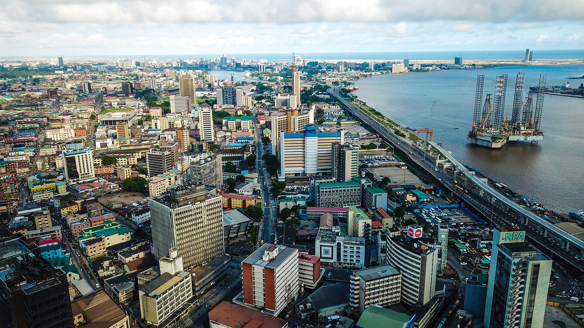 Aerial view of central Lagos, Nigeria