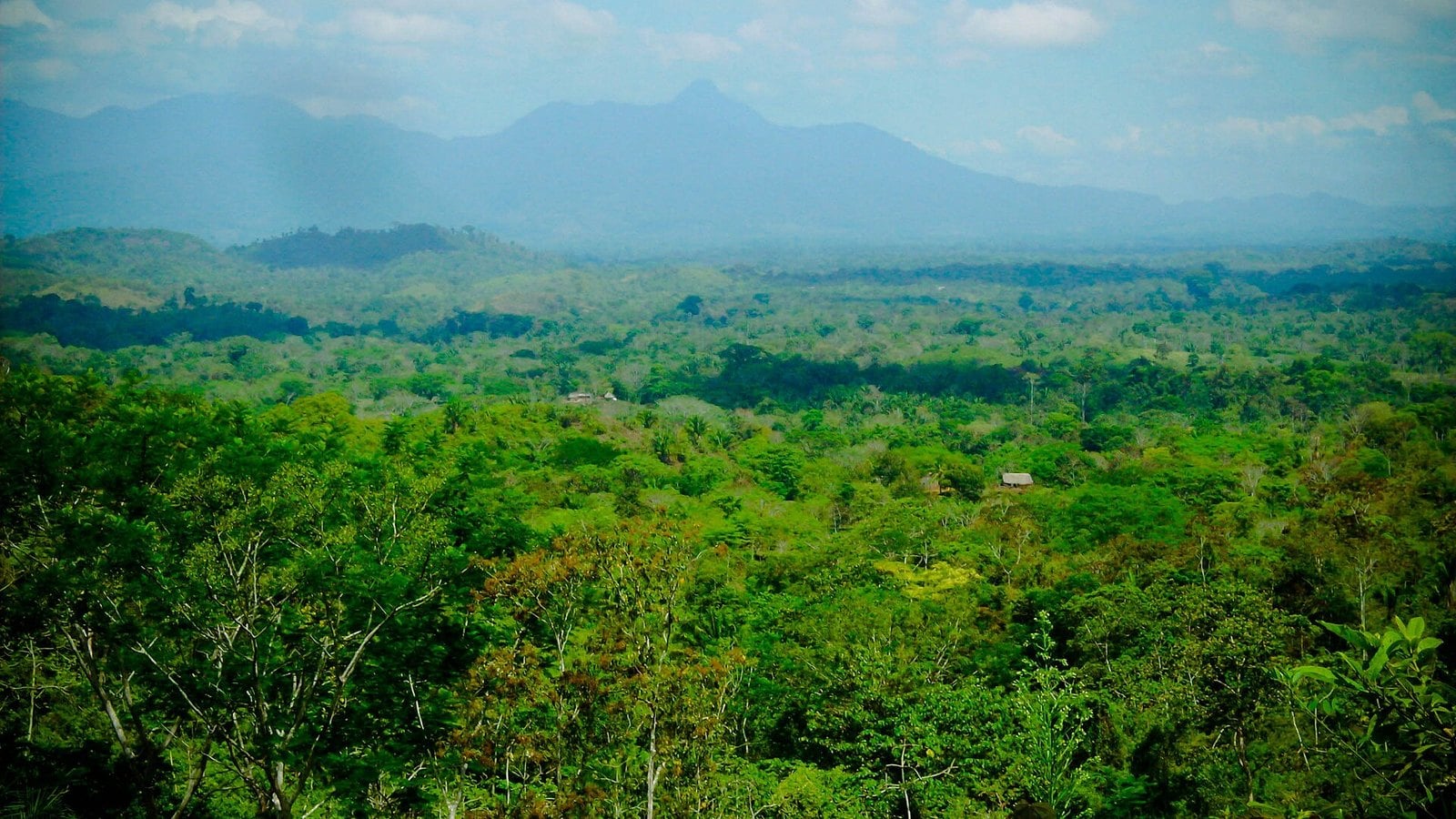 Nicaragua landslide: forested hills and rural homes in Siuna, with the Saslaya range behind