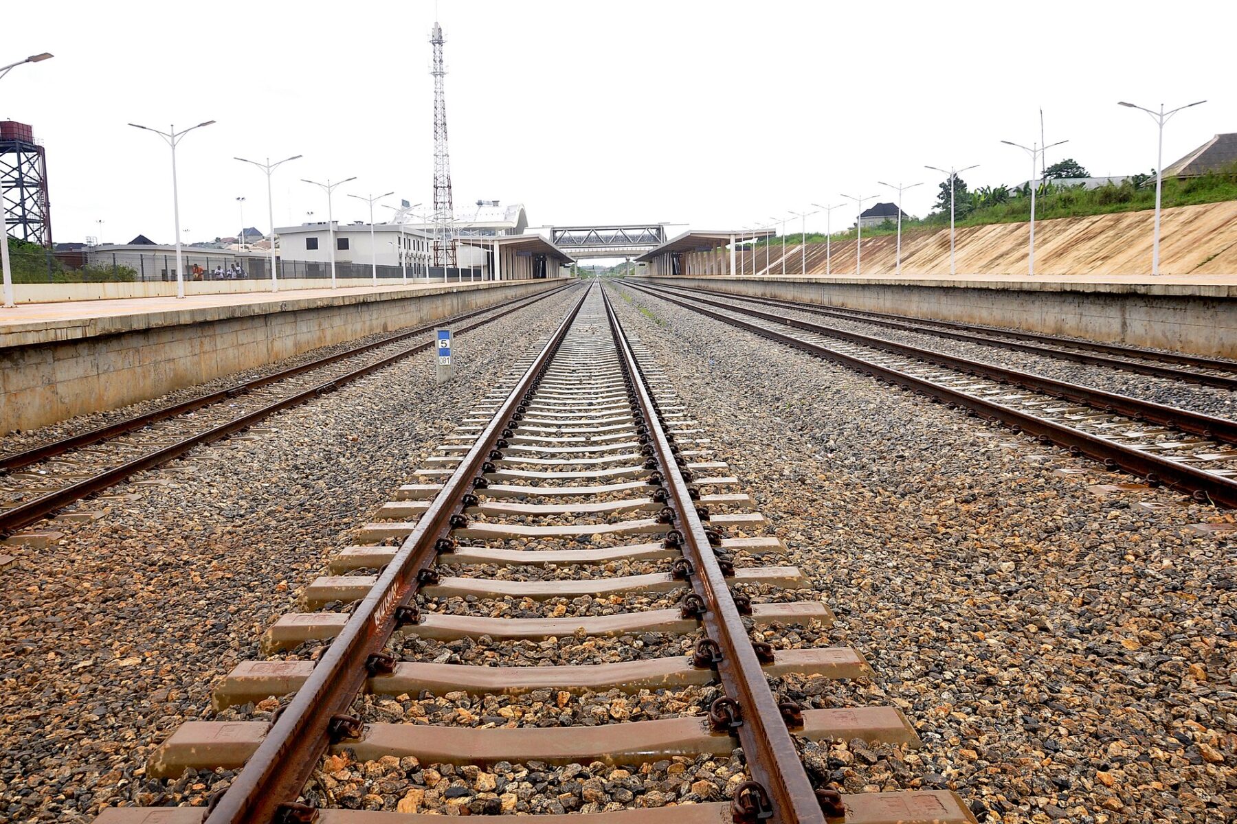 Railway tracks and platforms at the Abeokuta railway terminal in Ogun State, Nigeria