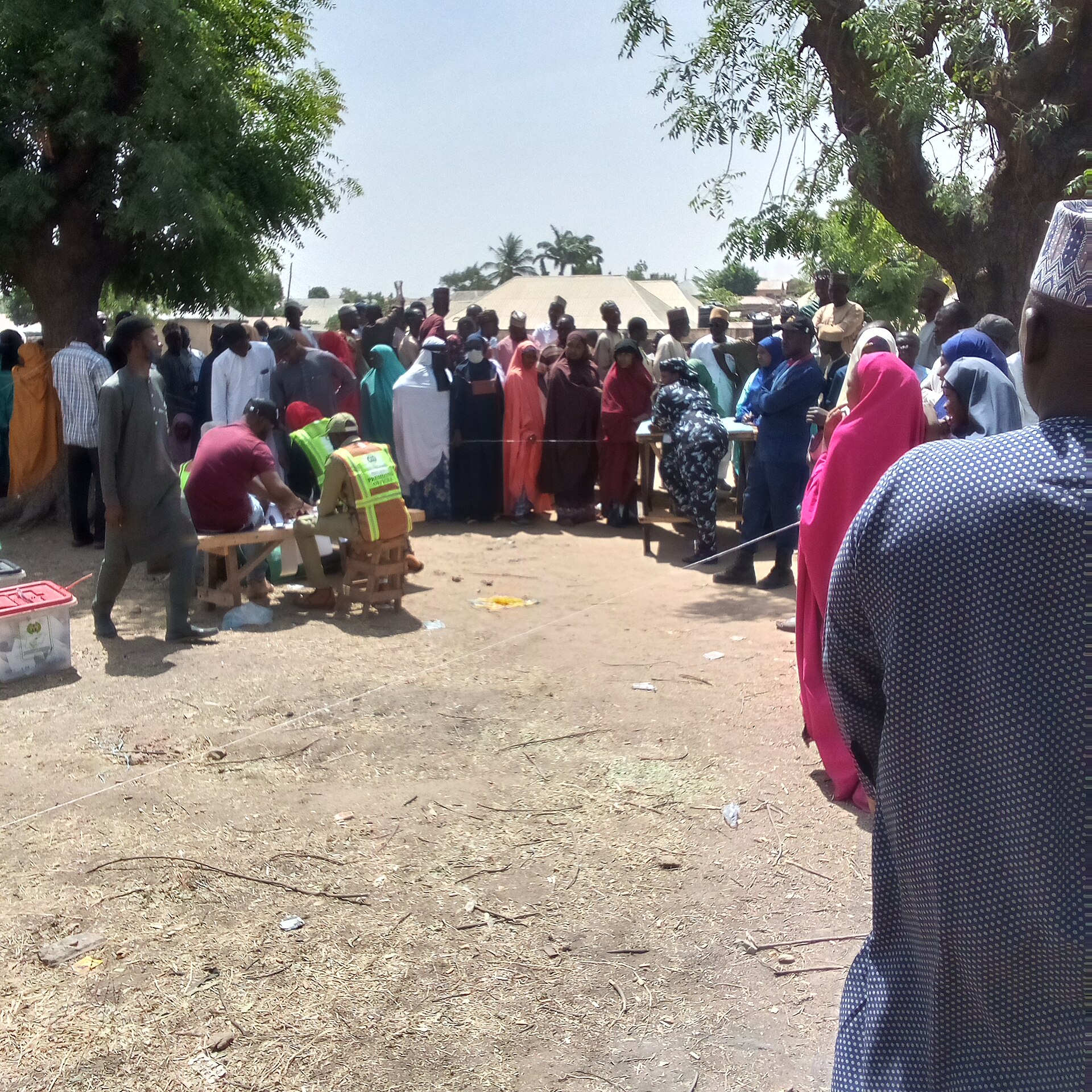 Voters queue at a polling unit in Pantami, Gombe State, Nigeria