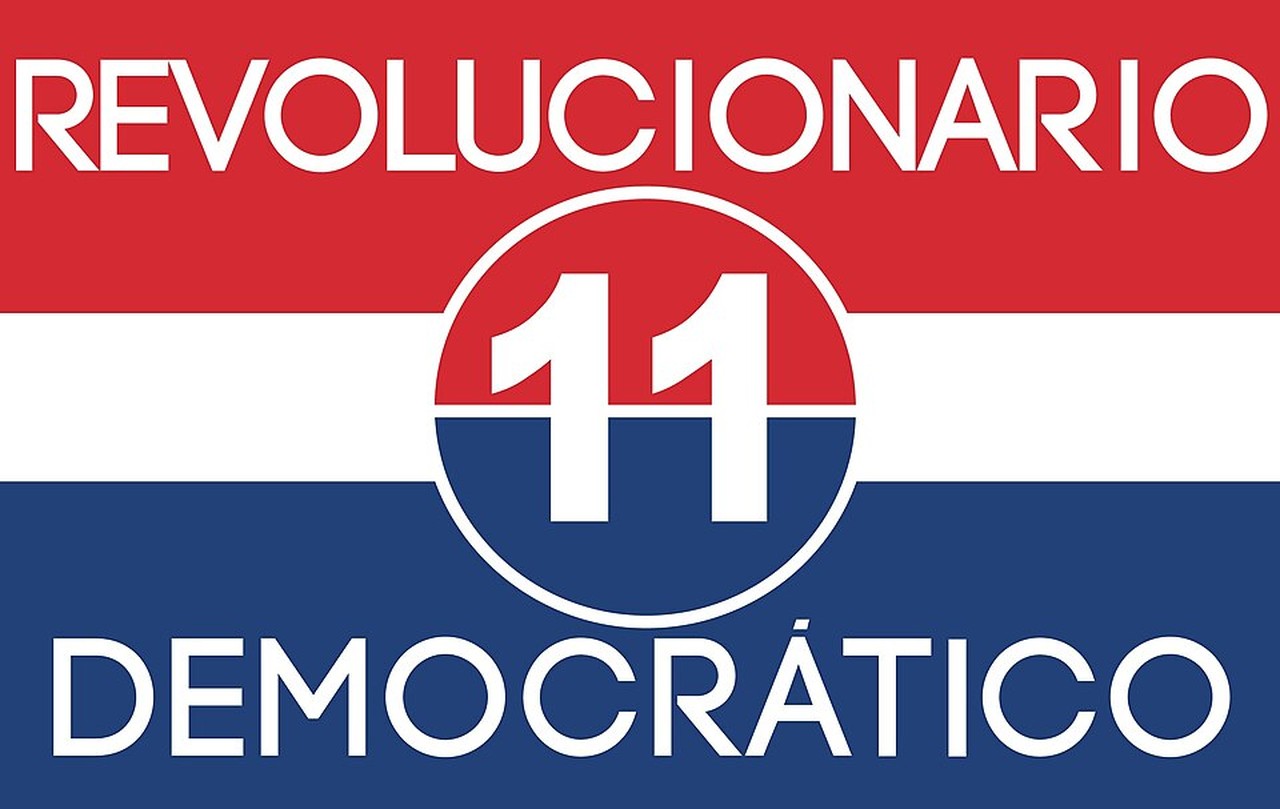 Panama PRD: the flag of the Democratic Revolutionary Party, red, white and blue with the number 11 in a circle