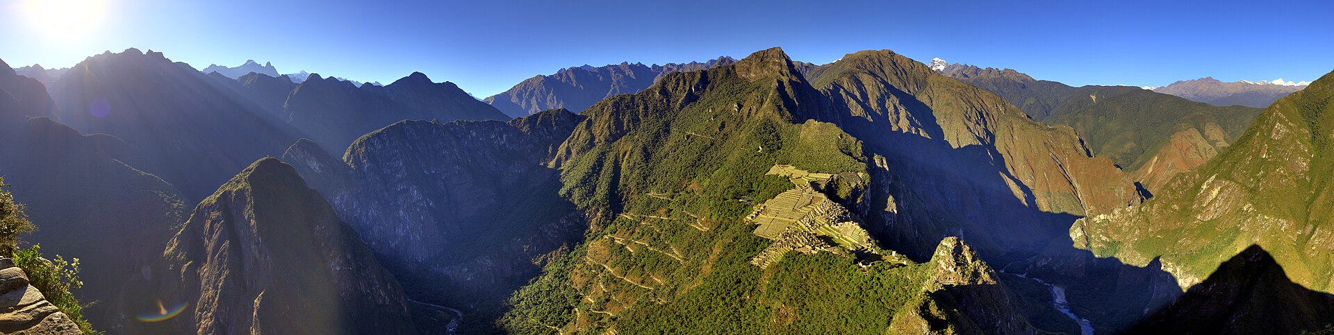 Panorama of Machu Picchu in the Peruvian Andes