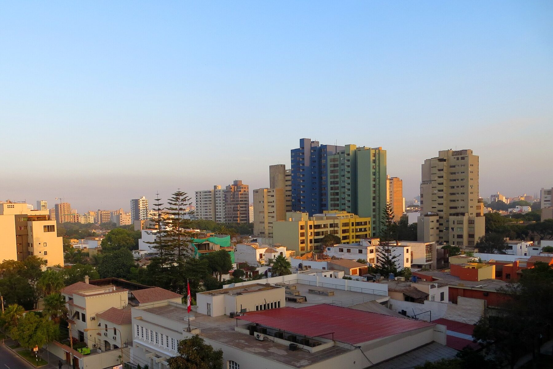 Residential and office towers of the San Isidro district in Lima, Peru