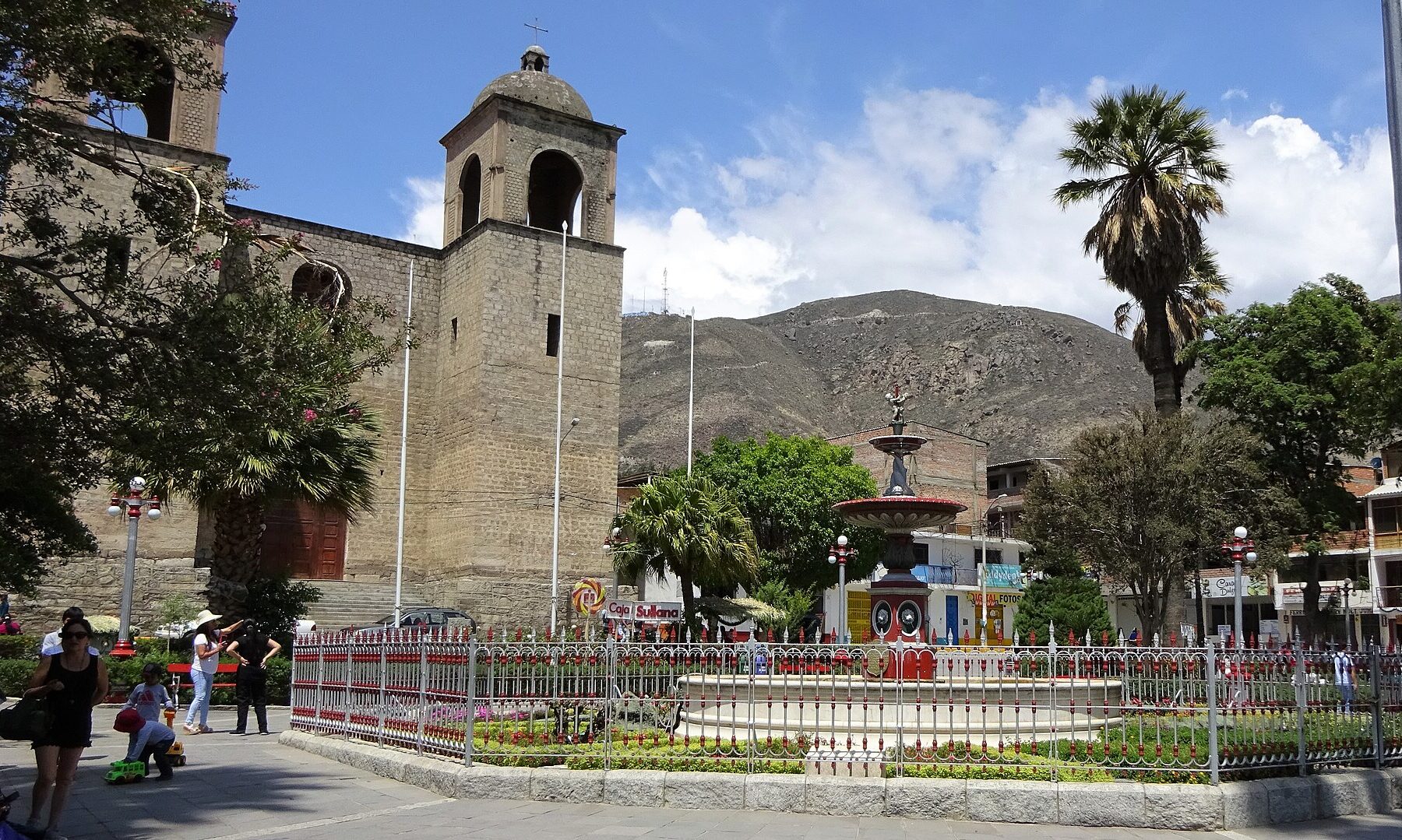 The stone church on the Plaza de Armas in Caraz, Áncash, Peru
