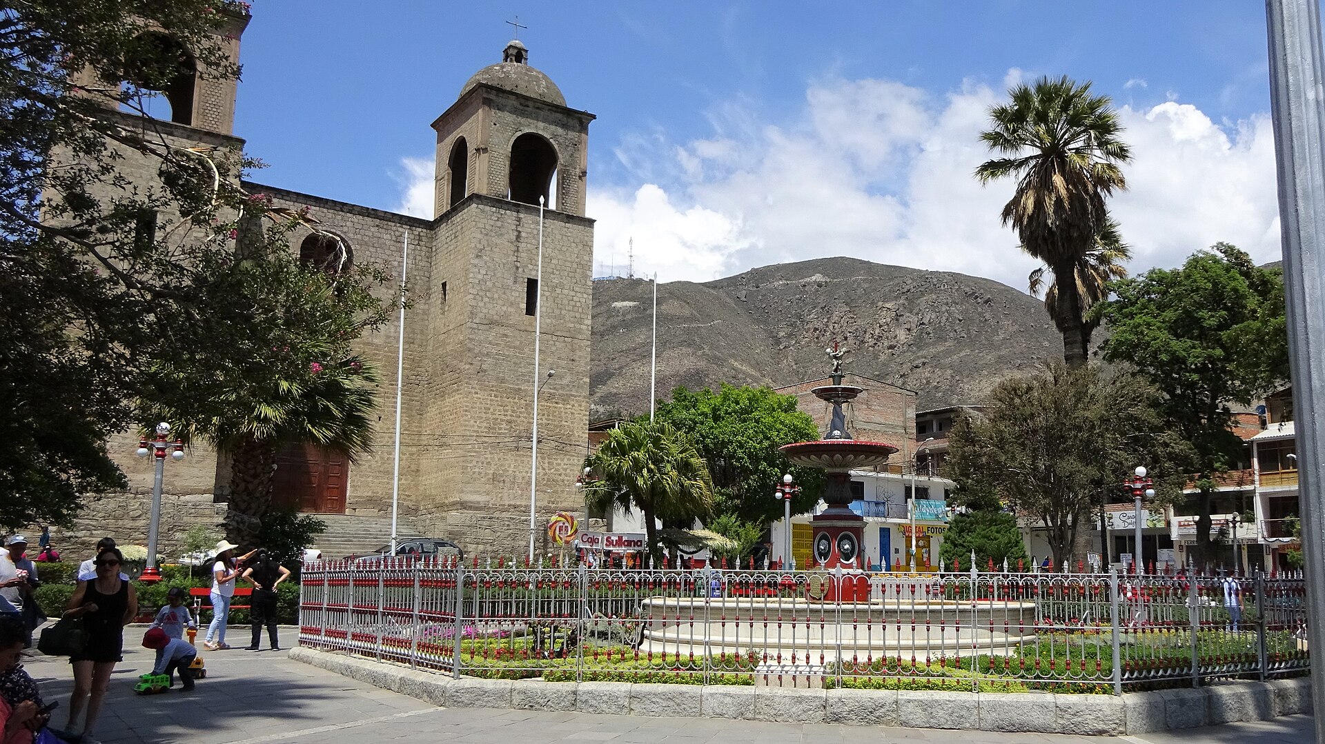 The stone church on the Plaza de Armas in Caraz, Áncash, Peru