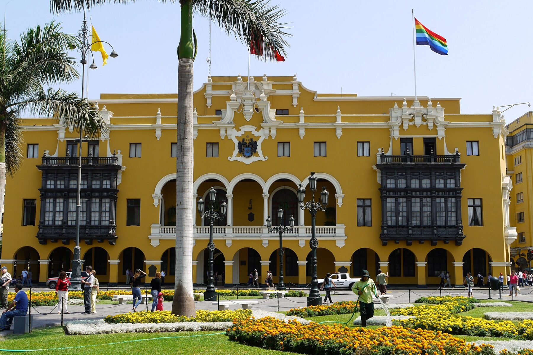 Lima city hall, the Palacio Municipal, on the Plaza Mayor in the historic centre of Lima, Peru