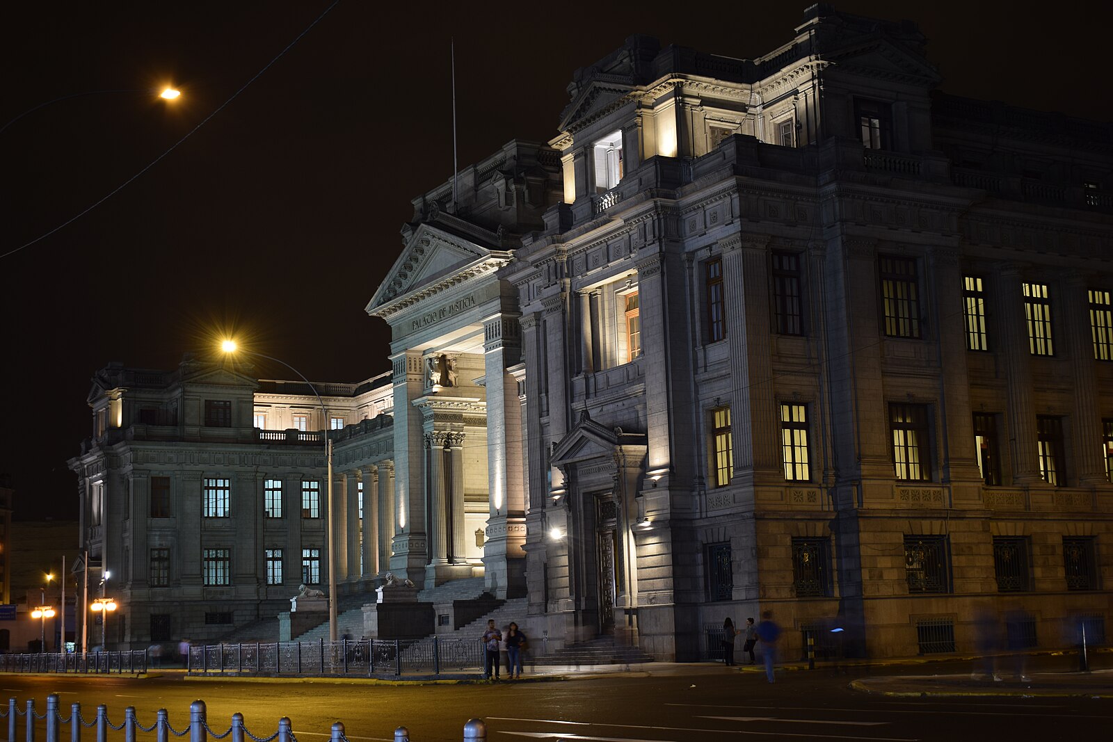 Peru politics and the courts: the Palace of Justice in Lima at night