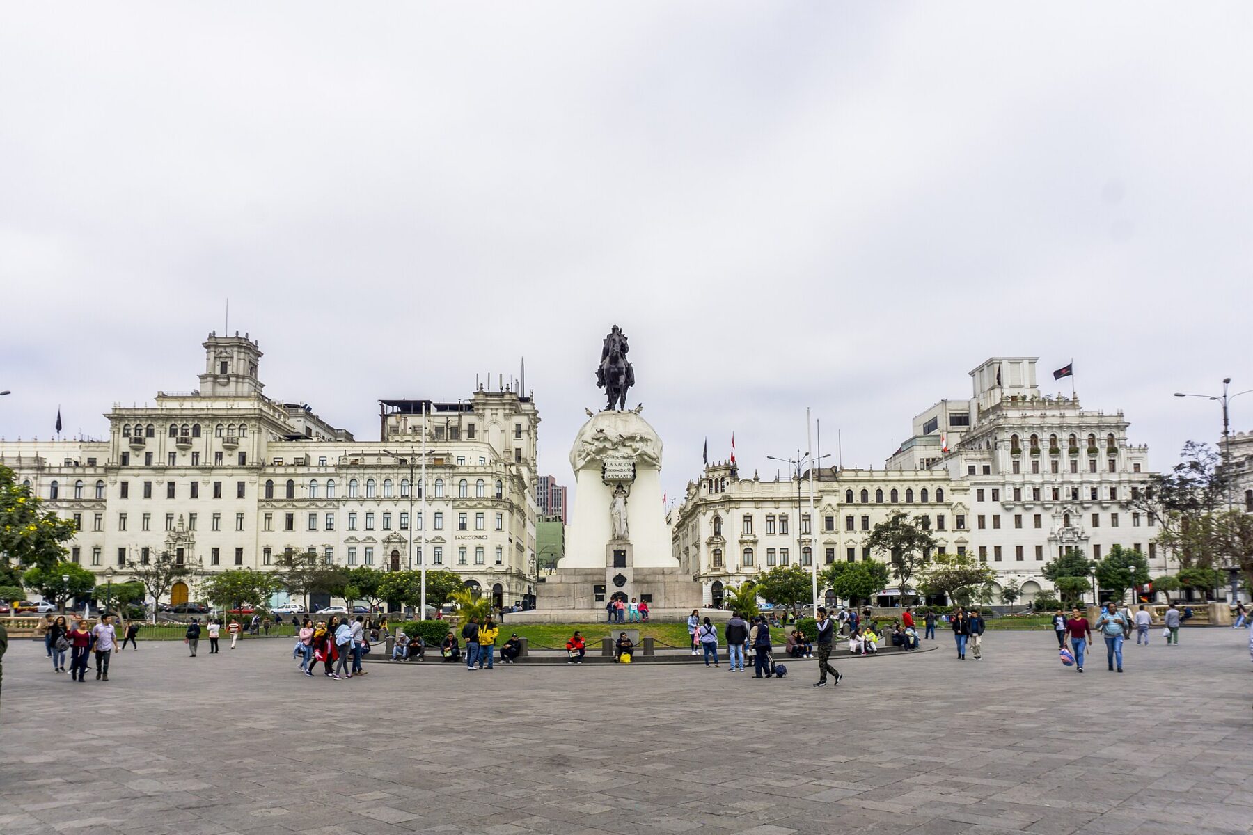 Plaza San Martín with the equestrian statue of José de San Martín in central Lima, Peru