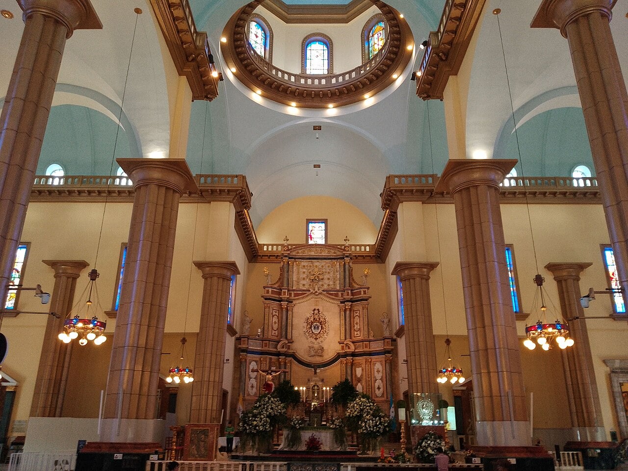Altar and columns inside the Basilica of Our Lady of Suyapa in Tegucigalpa, Honduras