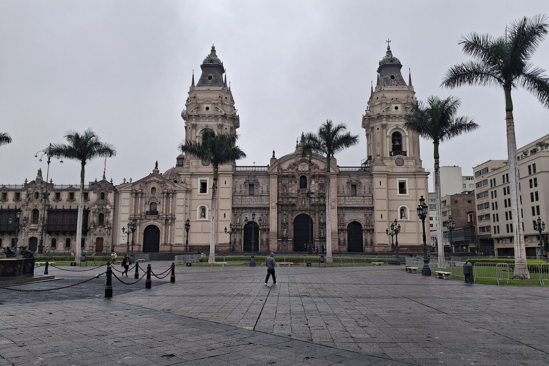 Lima Cathedral and the Archbishop's Palace on the Plaza Mayor in Lima, Peru