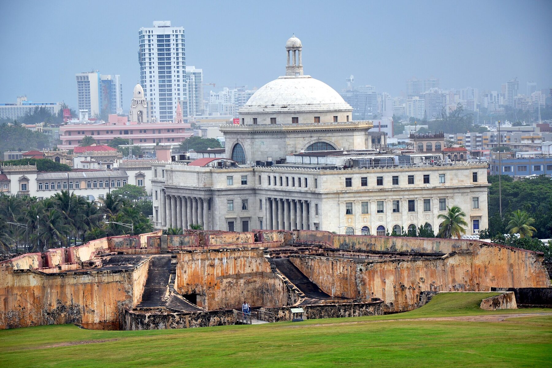The Capitol of Puerto Rico in San Juan seen from the walls of Old San Juan