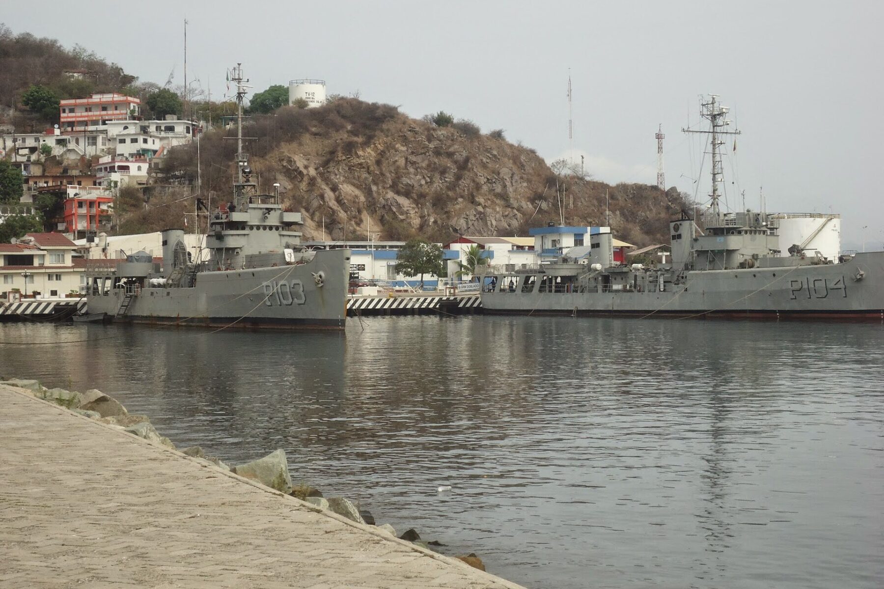 Mexican Navy patrol vessels moored in a Pacific port in Mexico