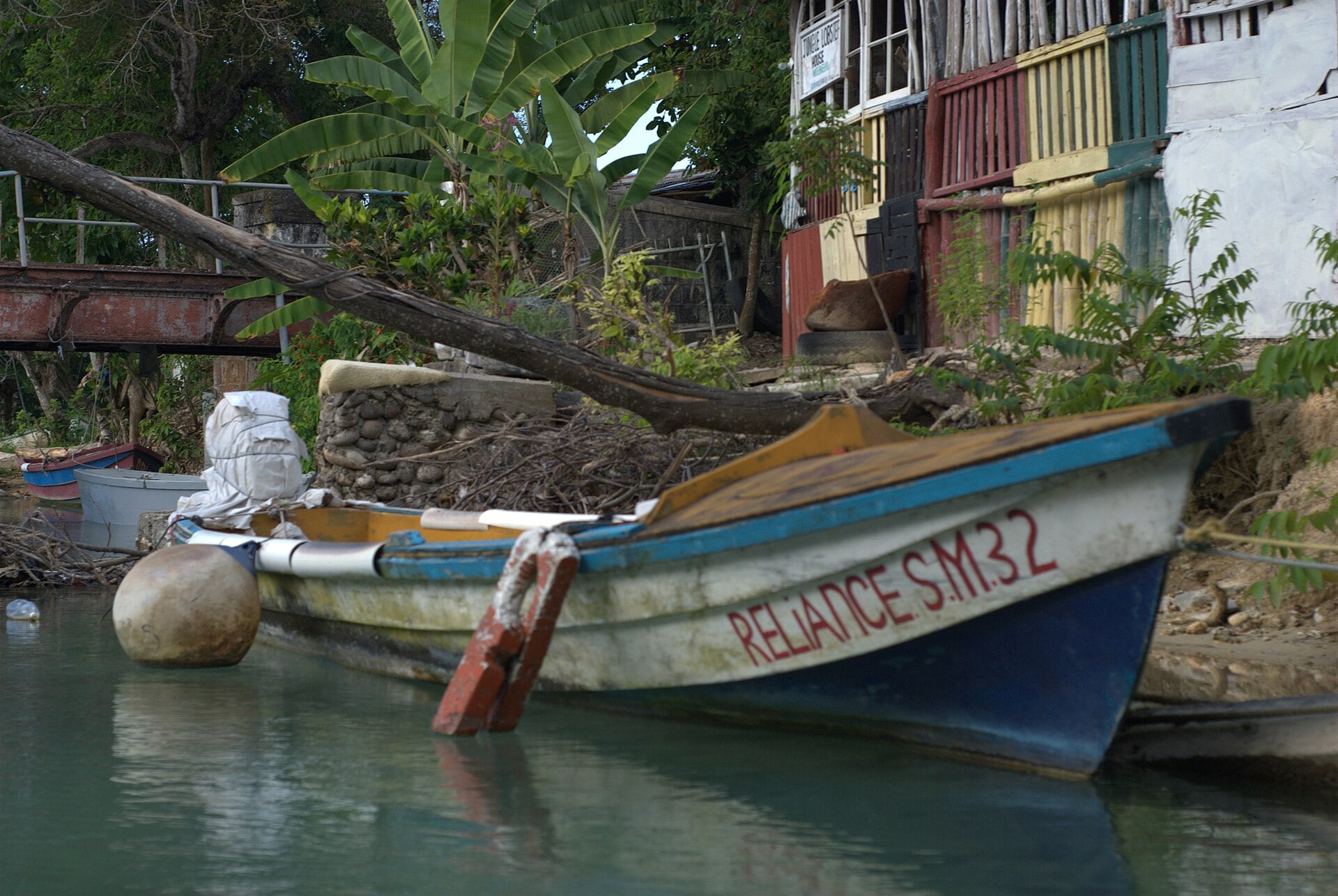 A fishing boat moored on the White River near Ocho Rios, Jamaica