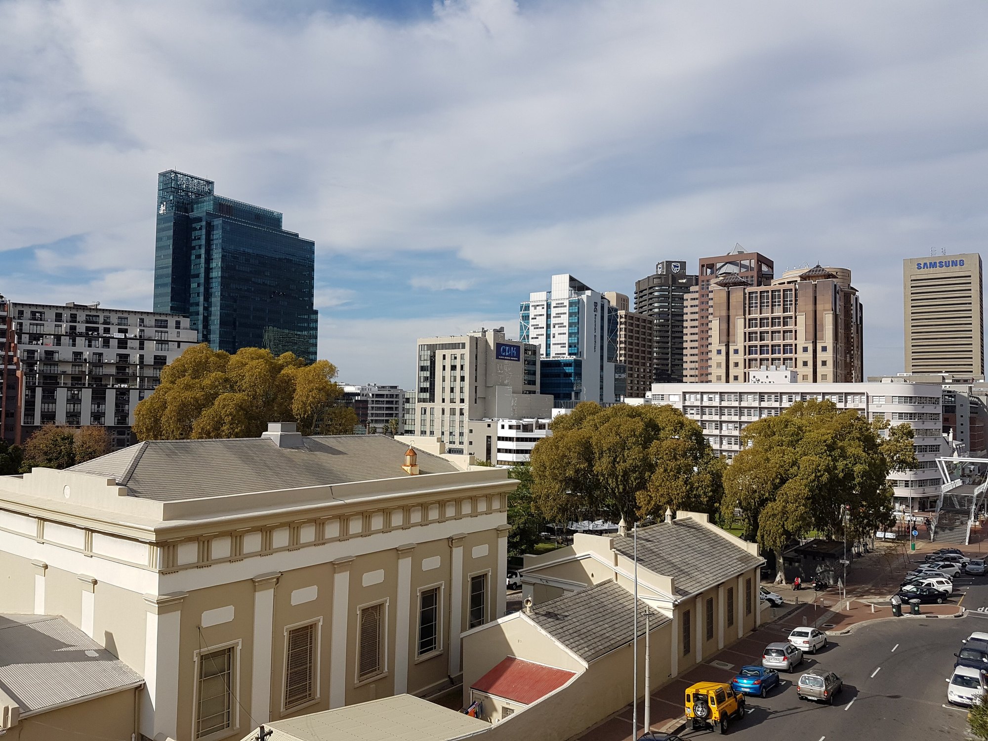 Office towers of the Cape Town central business district seen from De Waterkant, South Africa