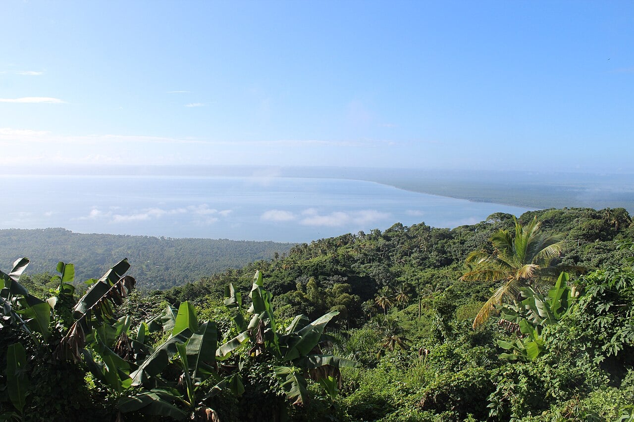 View over Samaná Bay from a hillside, Dominican Republic