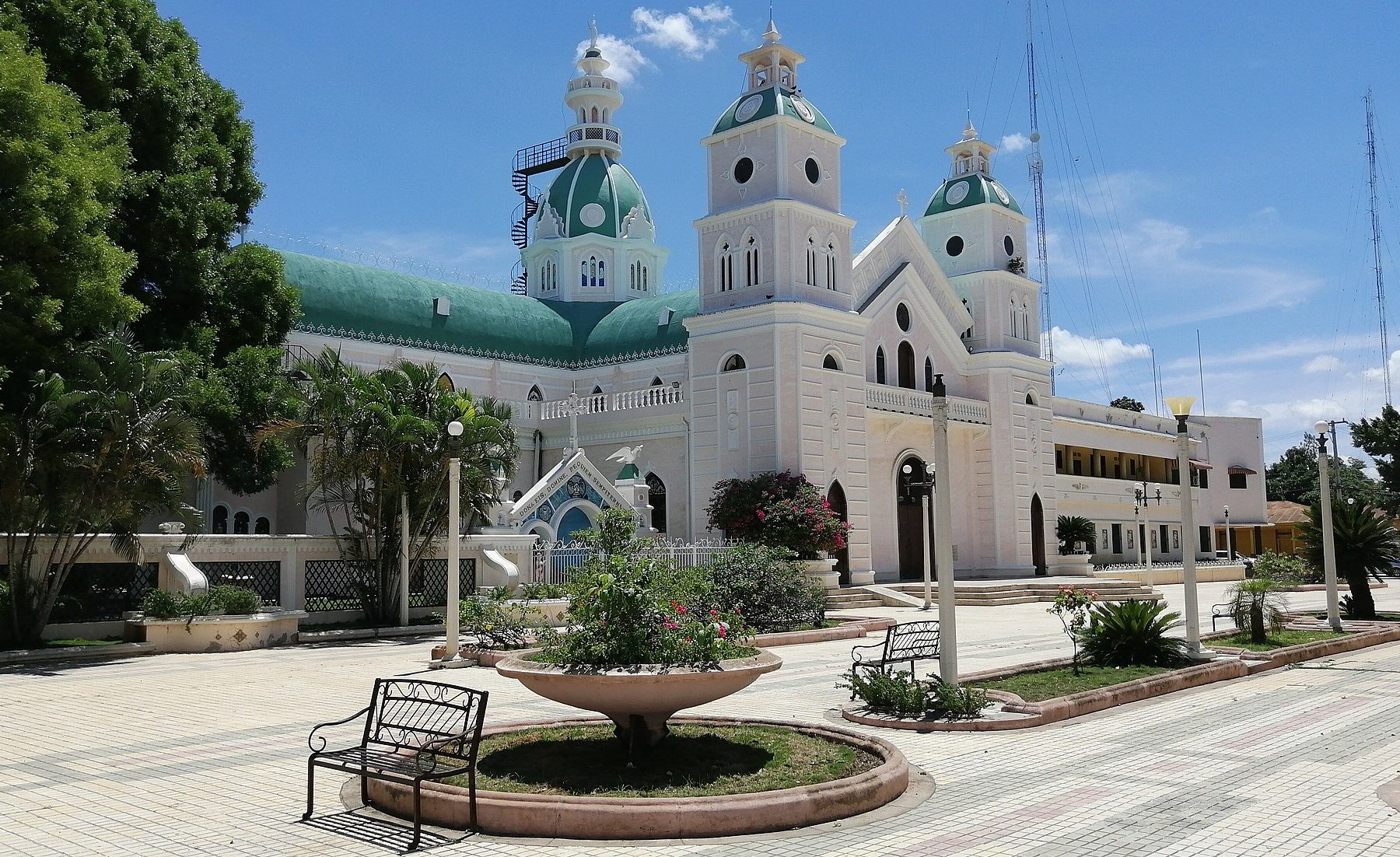 Cathedral of St John the Baptist and plaza in San Juan de la Maguana, Dominican Republic