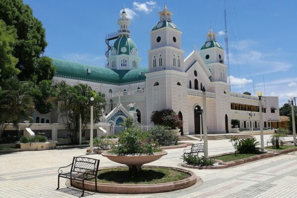 Cathedral of St John the Baptist and plaza in San Juan de la Maguana, Dominican Republic