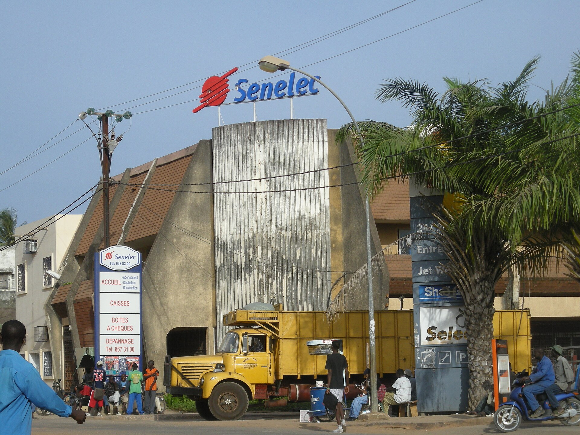 A Senelec office building with the company logo in Ziguinchor, Senegal