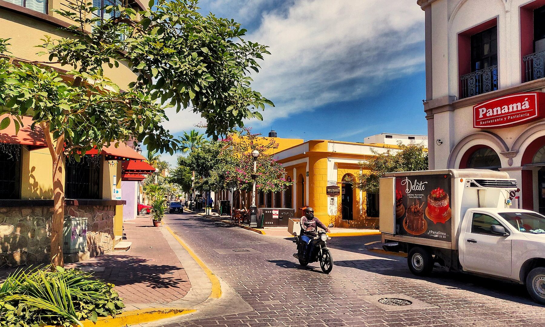 Cobbled street in the historic centre of Mazatlán, Sinaloa, Mexico