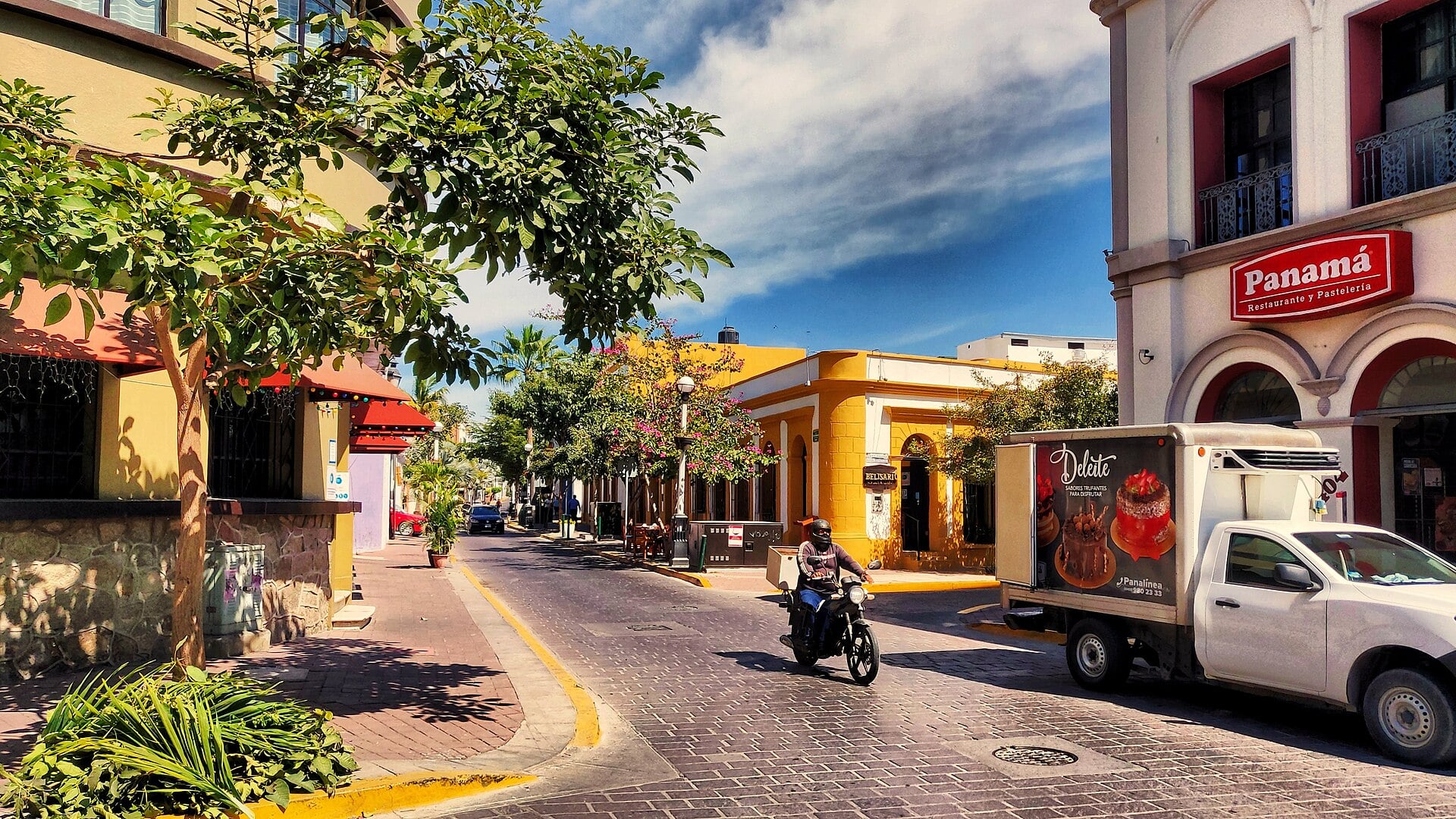 Cobbled street in the historic centre of Mazatlán, Sinaloa, Mexico