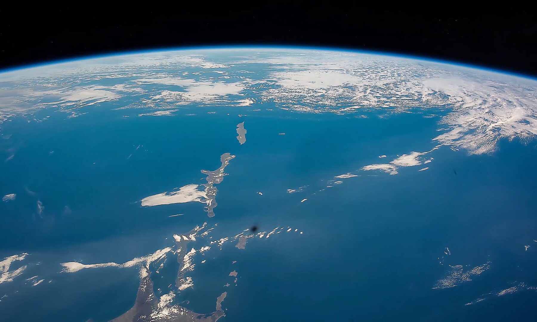 The southern Kuril Islands and northeastern Hokkaido seen from the International Space Station over the Pacific Ocean