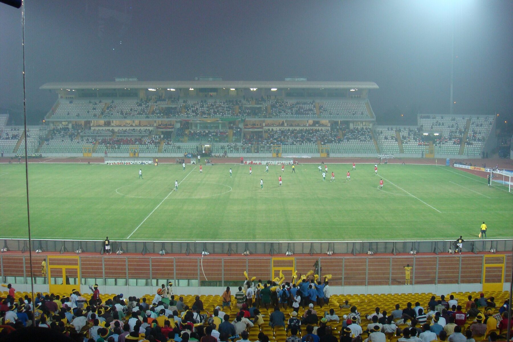 Baba Yara Sports Stadium in Kumasi, Ghana, with fans in the stands