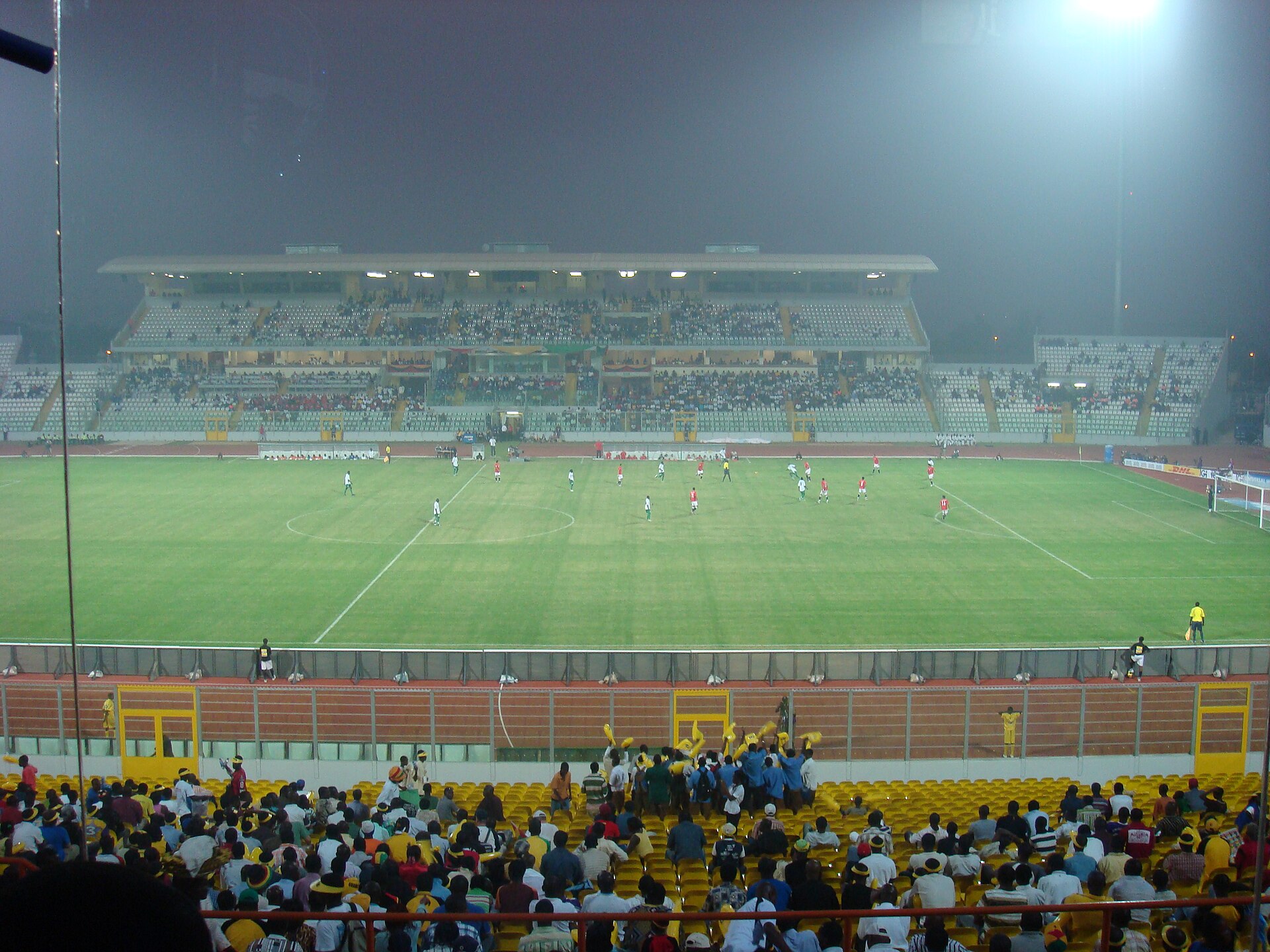 Baba Yara Sports Stadium in Kumasi, Ghana, with fans in the stands