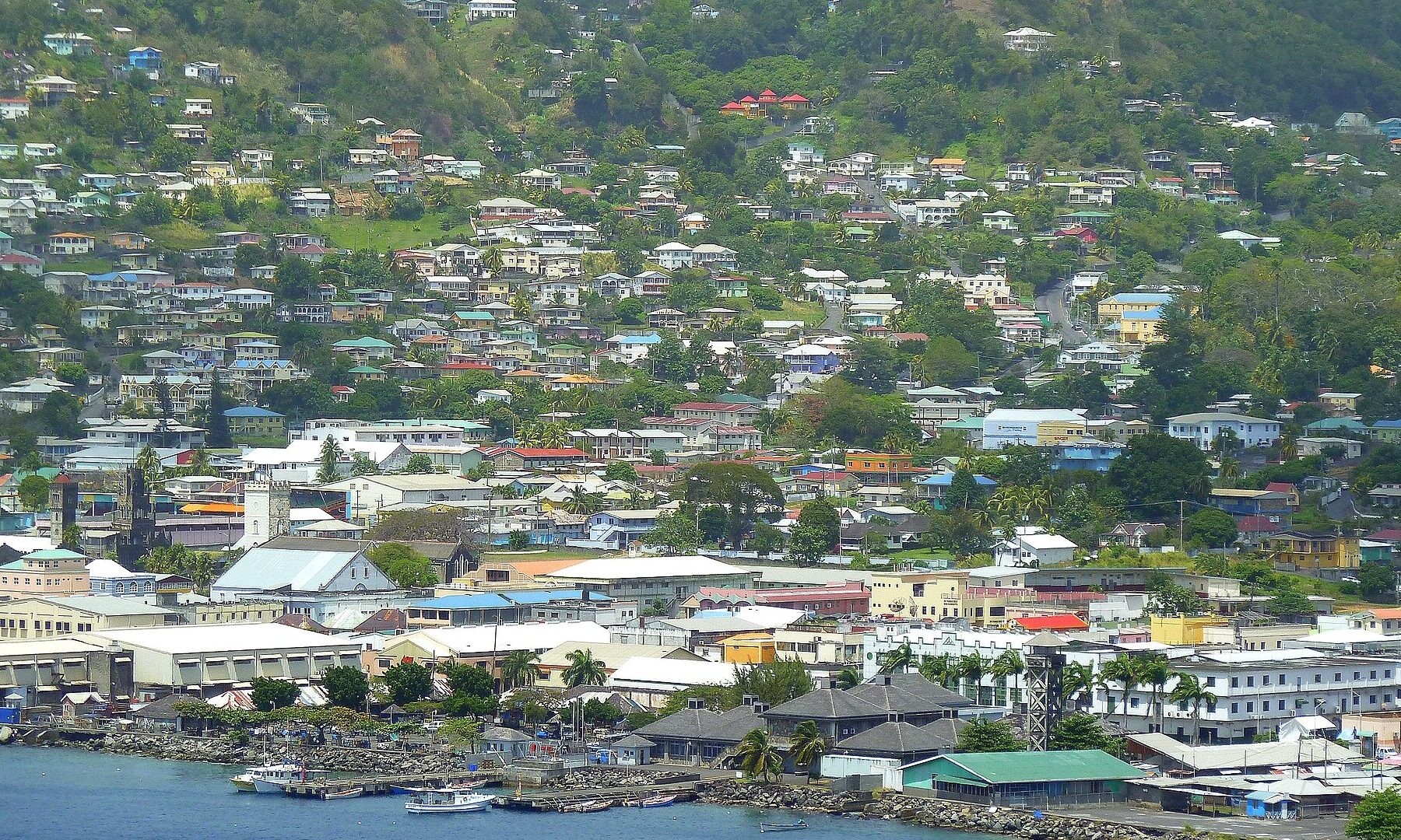 St Vincent shooting: Kingstown, capital of St Vincent and the Grenadines, with houses climbing green hills above the harbour