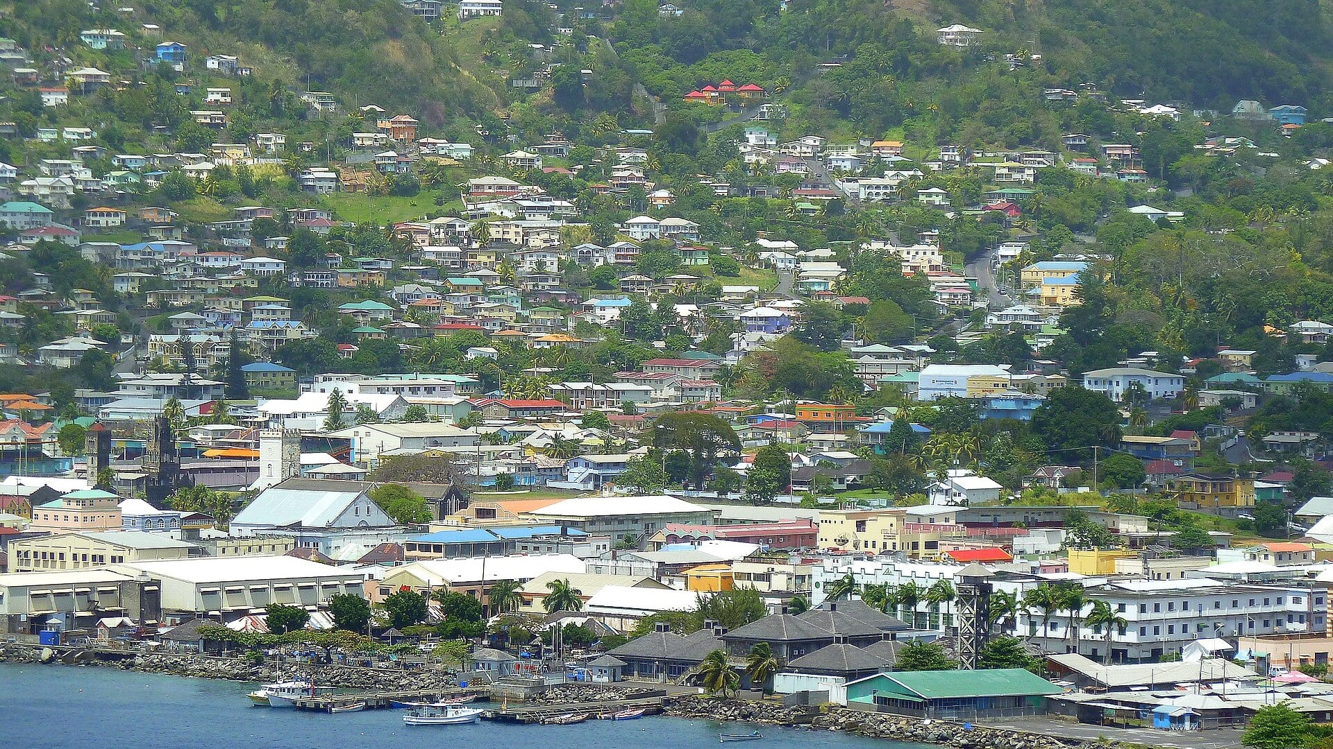St Vincent shooting: Kingstown, capital of St Vincent and the Grenadines, with houses climbing green hills above the harbour