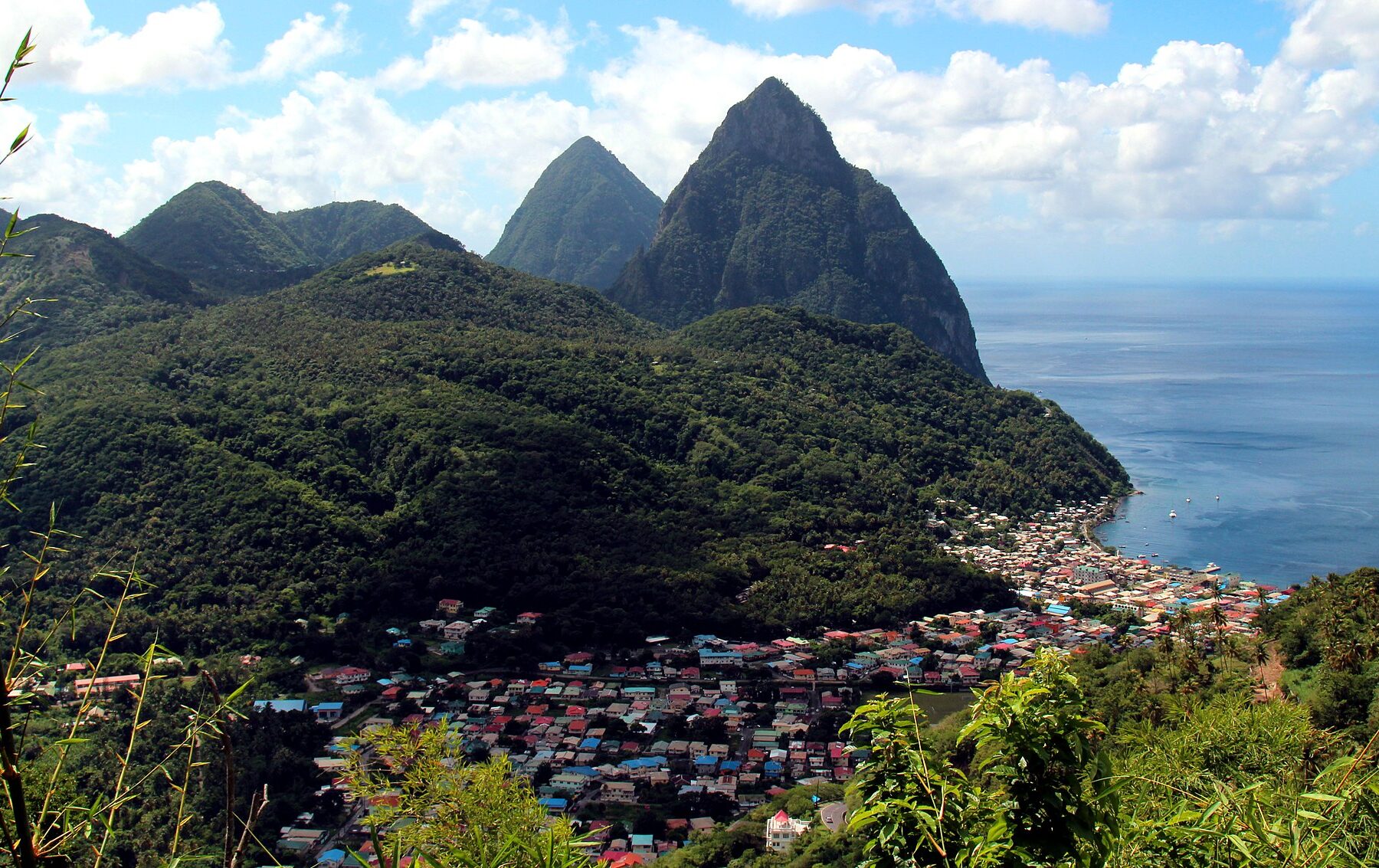 Gros Piton and Petit Piton above Soufriere, Saint Lucia