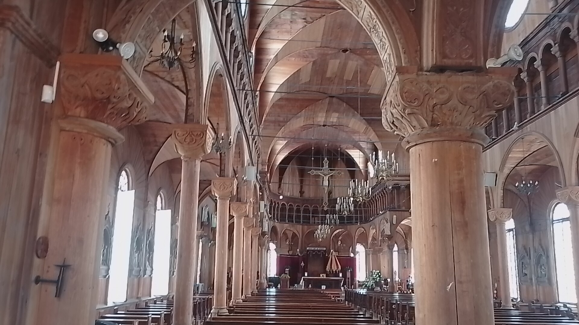 Wooden interior of the cathedral in Paramaribo, Suriname