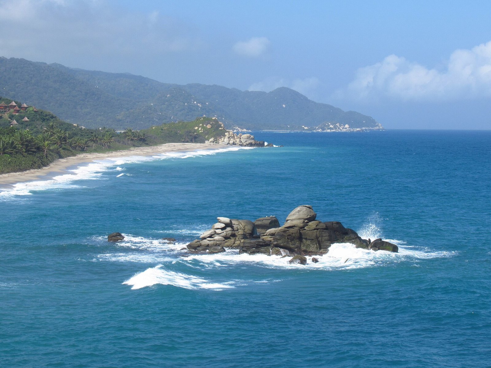 Rocky coves and forested hills in Tayrona National Park near Santa Marta, Colombia