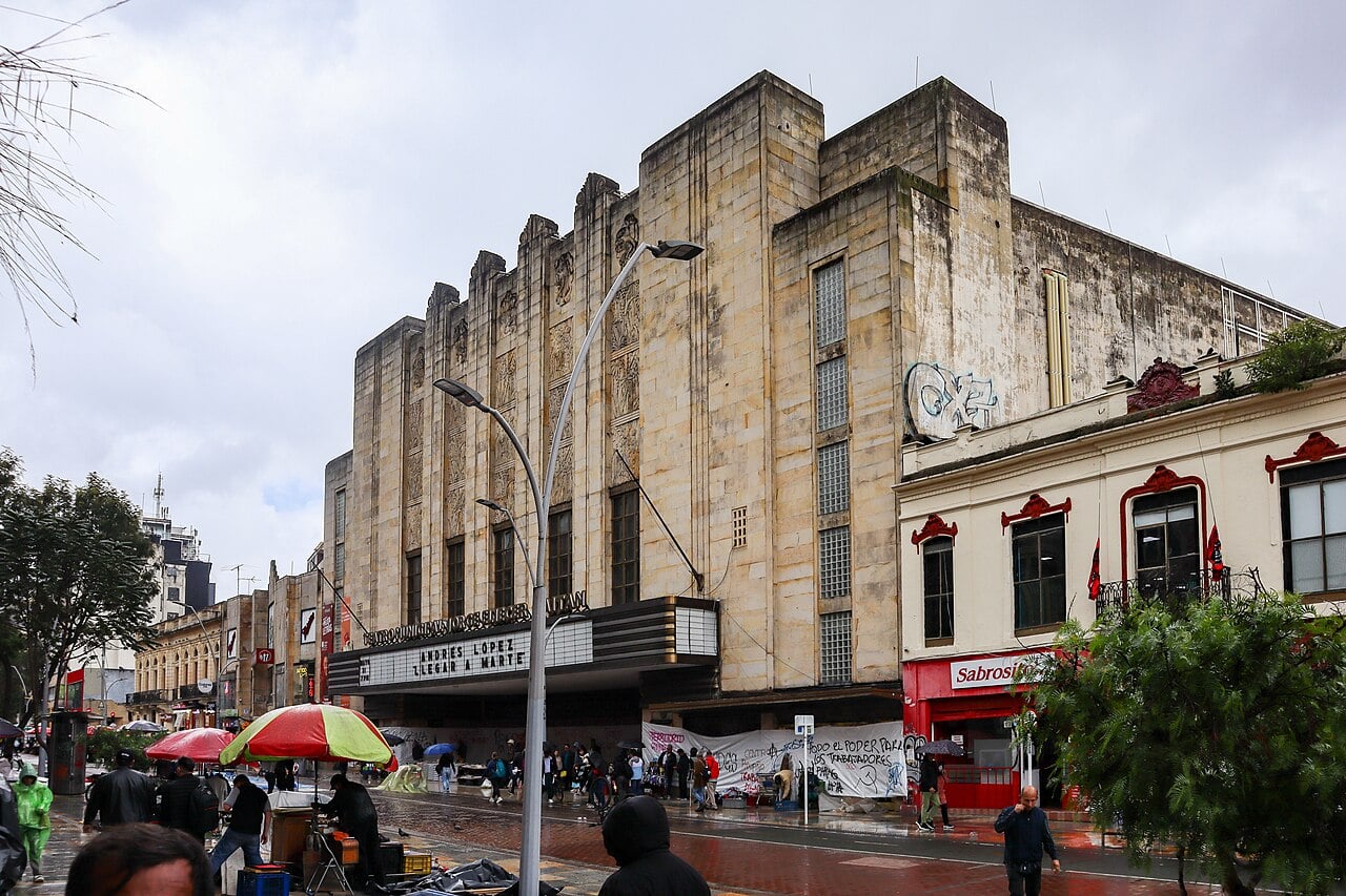 Facade of the Teatro Jorge Eliécer Gaitán on Carrera Séptima in central Bogotá
