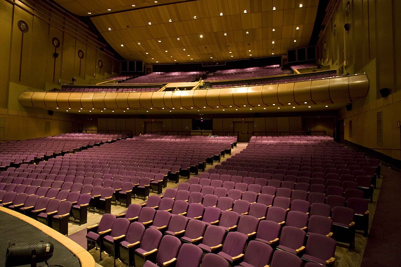 Seats and balcony inside the main hall of the Teatro Jorge Eliécer Gaitán in Bogotá