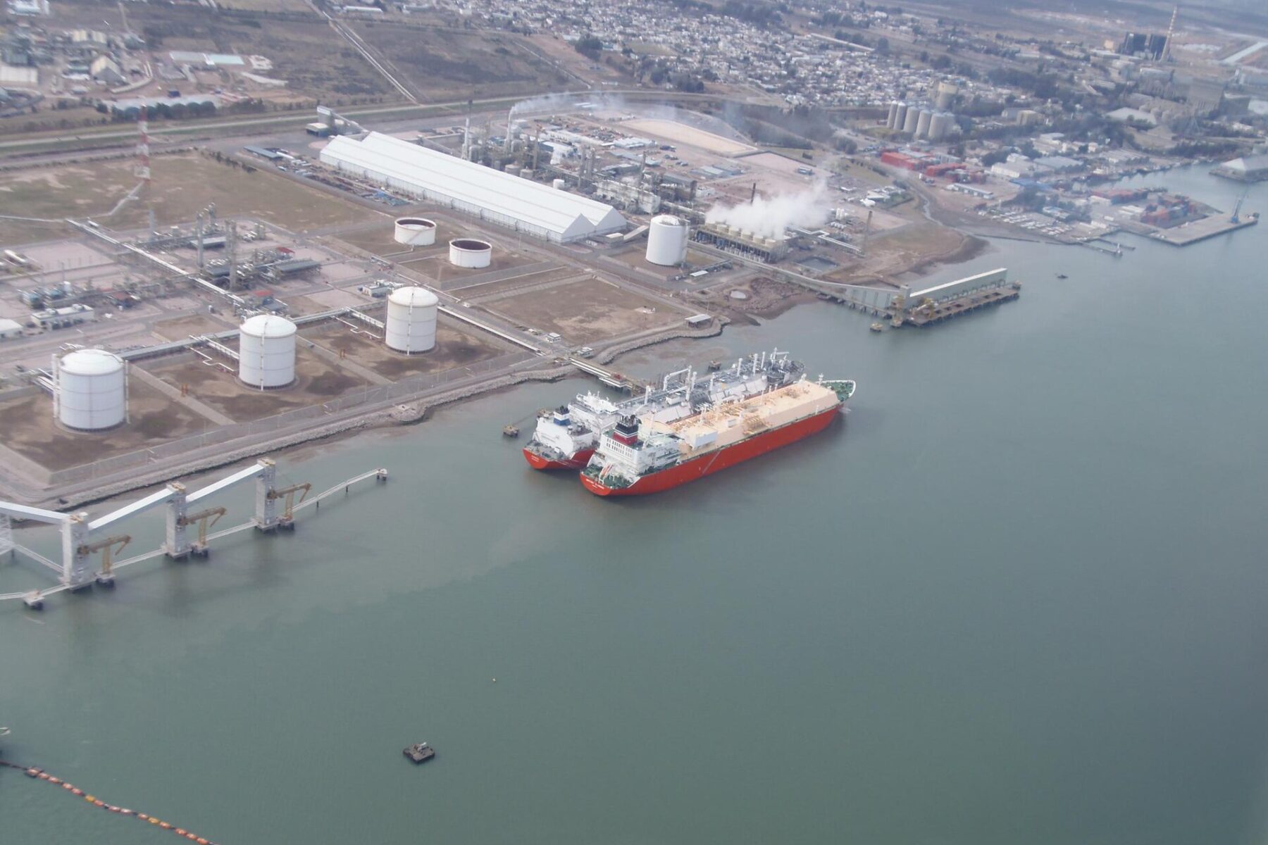 Gas carriers moored at the port of Ingeniero White in Bahía Blanca, Argentina