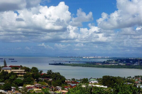 Ships in the Gulf of Paria off Pointe-a-Pierre, Trinidad and Tobago