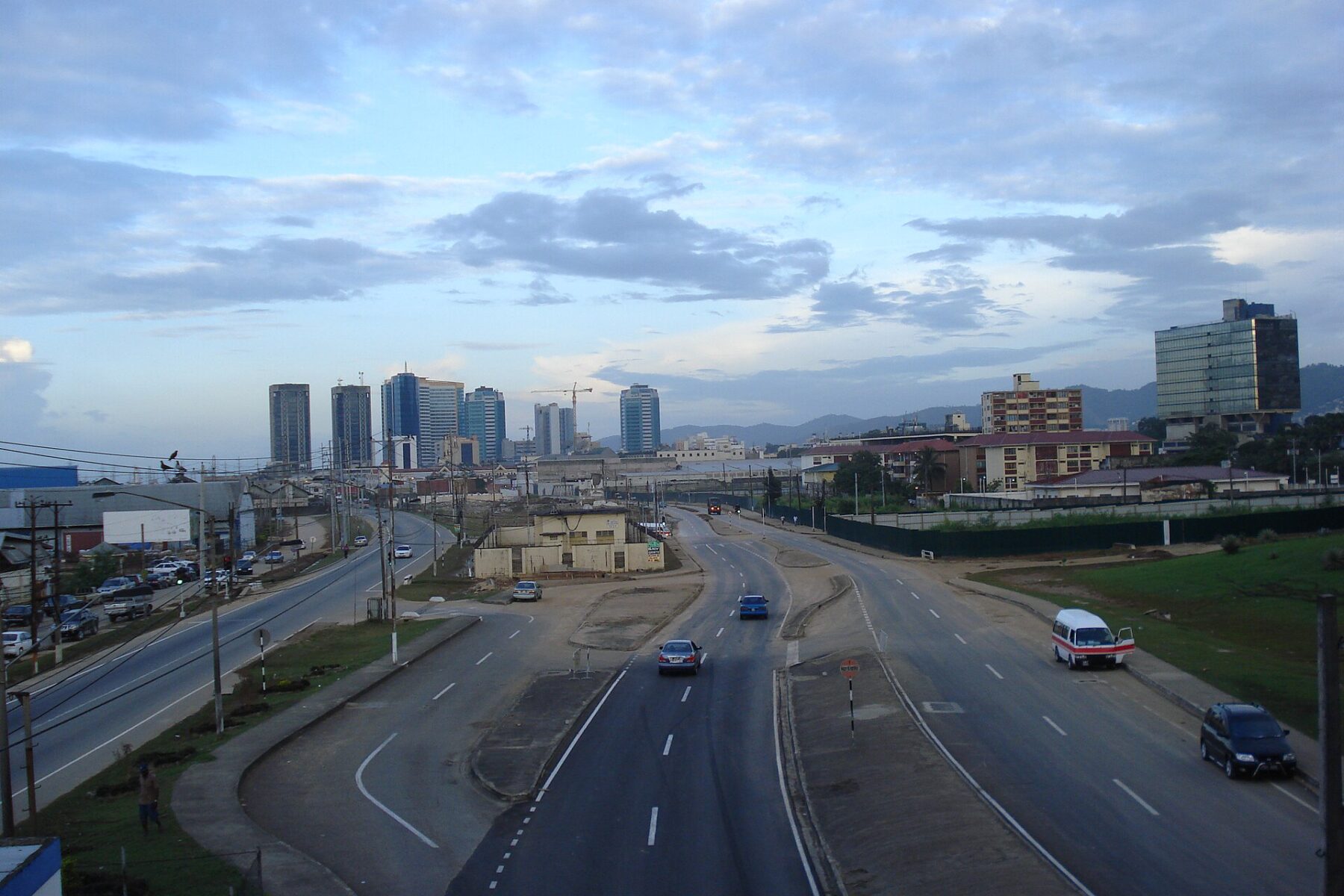 Port of Spain skyline seen from the Audrey Jeffers Highway area, Trinidad and Tobago