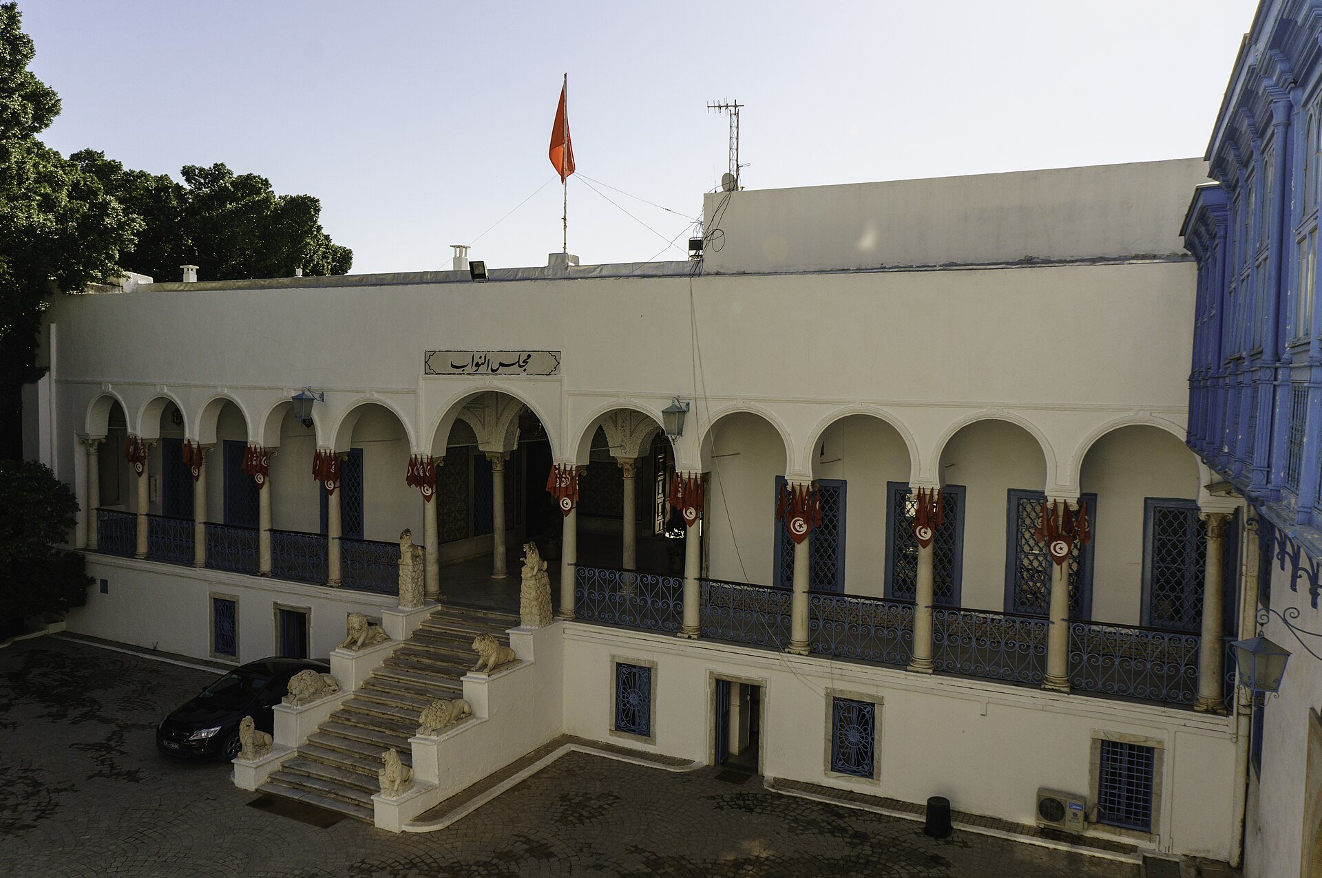 Facade of the Tunisian parliament in a wing of the Bardo Palace complex in Tunis